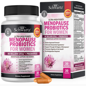 Menopause Supplements for Women - 40 Billion CFU Menopause Probiotics for Women - Support for Hot Flashes Night Sweats Mood Swings and Balance - Non-GMO, 30 Easy-Swallow Capsules, 30 Servings BioSchwartz Au supplements
