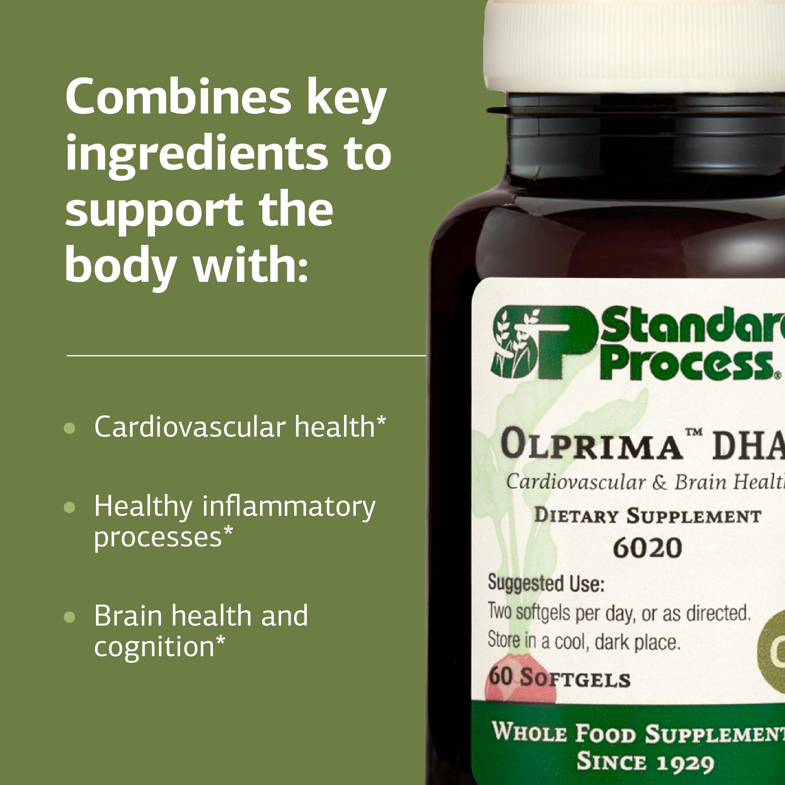 Standard Process Olprima DHA - Omega-3 Supplement for Heart & Brain Health - Gluten-Free, Non-Dairy & Non-Soy - 60 Softgels (30 Servings) Standard Process Inc. Au supplements