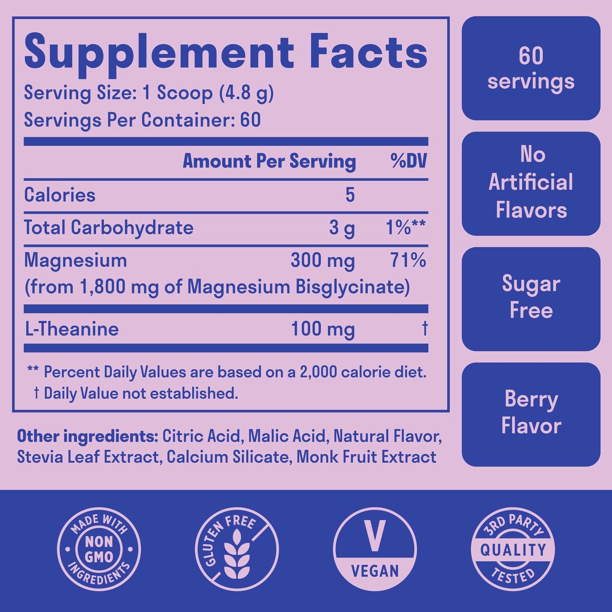 Magnesium Glycinate Powder + L-Theanine | 60 Servings | 300 mg per Scoop High Absorption Chelated Magnesium Powder for Sleep - Natural Mixed Berry Flavor, No Sugar, Support Restful Sleep & Relaxation Nuven Naturals Au supplements