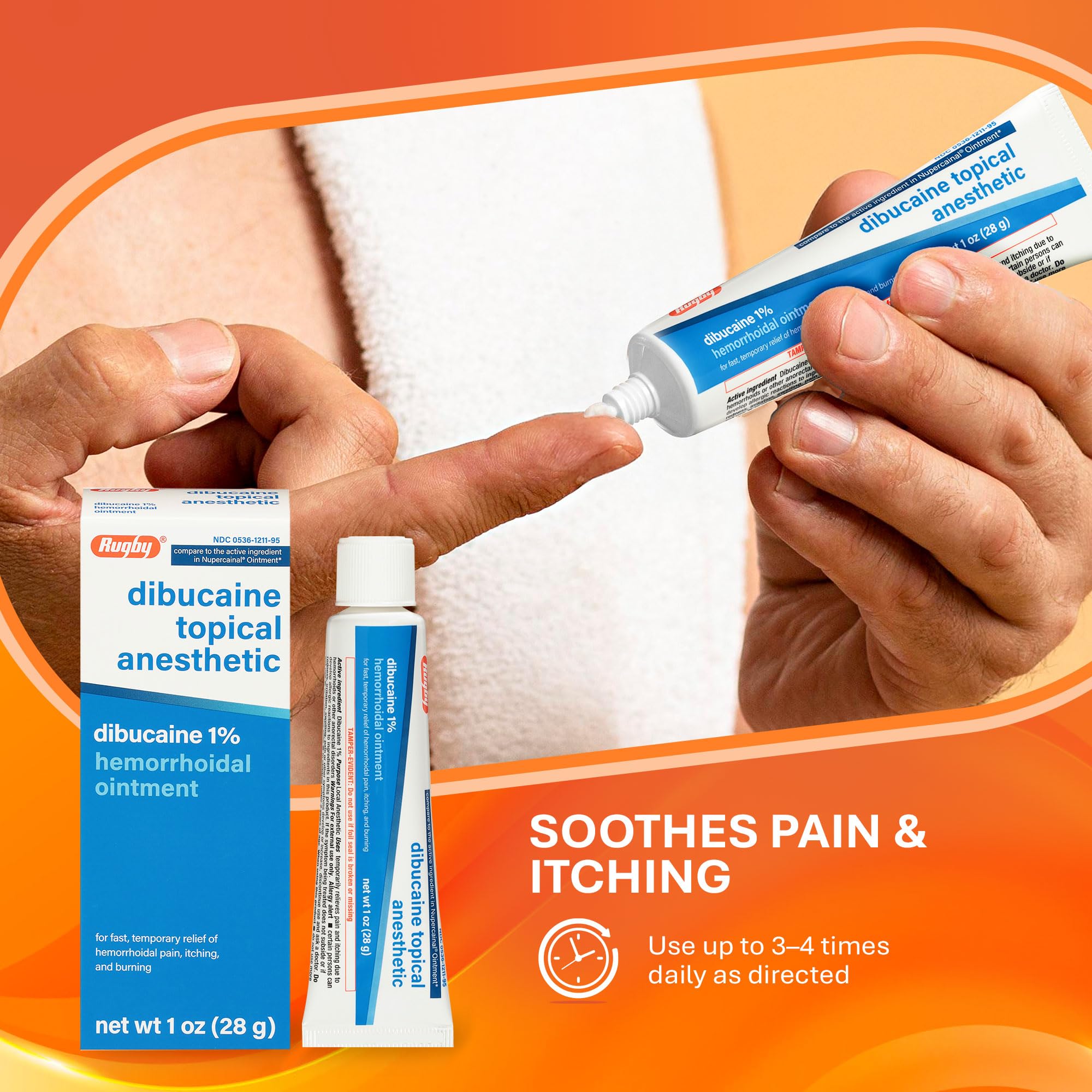 Rugby Dibucaine Topical Anesthetic 1% Hemorrhoid Ointment - Pain Relief Cream for Itching and Burning, Hemorrhoid Treatment, Anti Itch Cream 1 Oz (3 Pack) RUGBY LABORATORIES Au supplements
