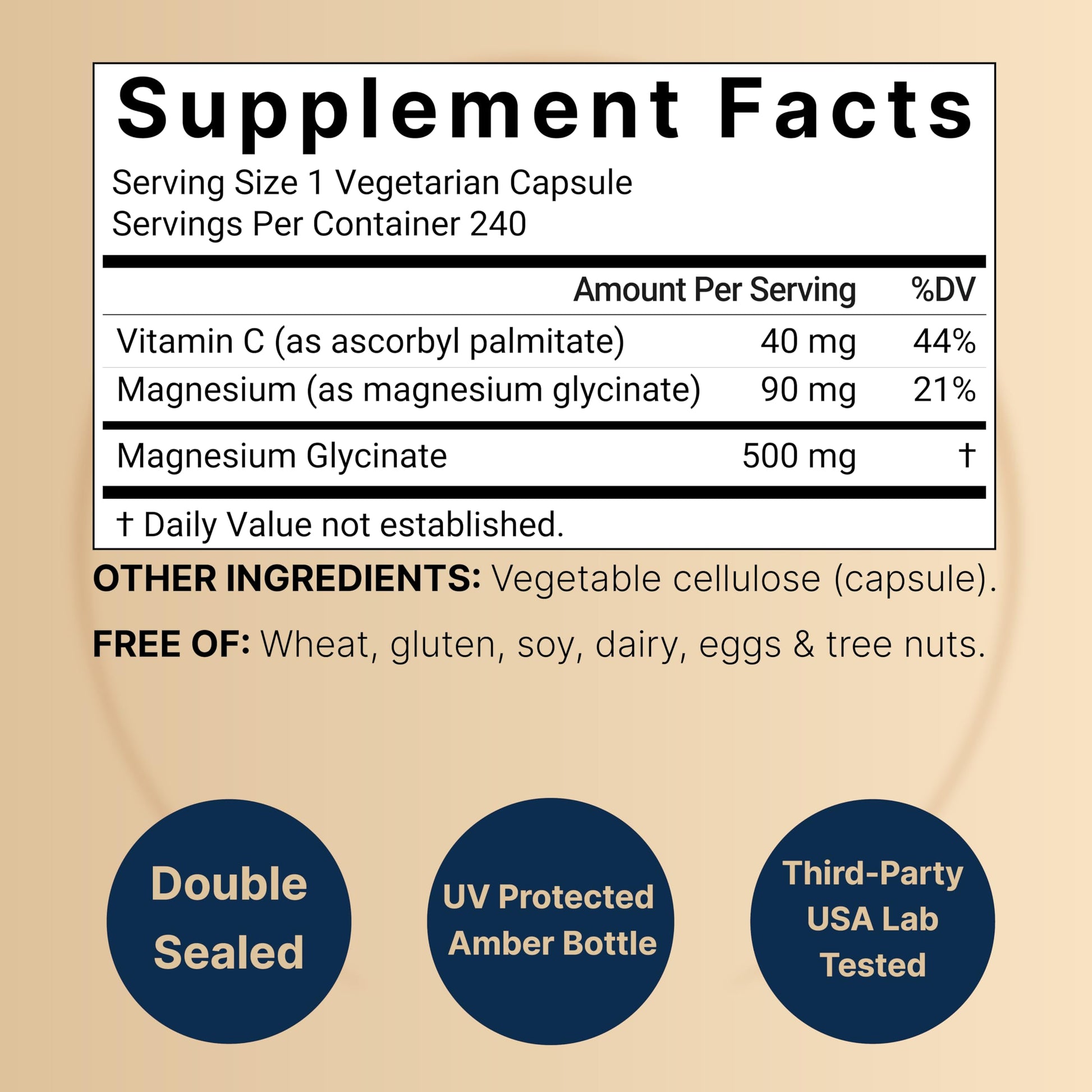 Naturebell Pure Magnesium Glycinate 500mg, 240 Veggie Capsules | 100% Chelated & Purified – 3rd Party Tested, Vegan Friendly, Non-GMO, Fiiler Free NatureBell Au supplements