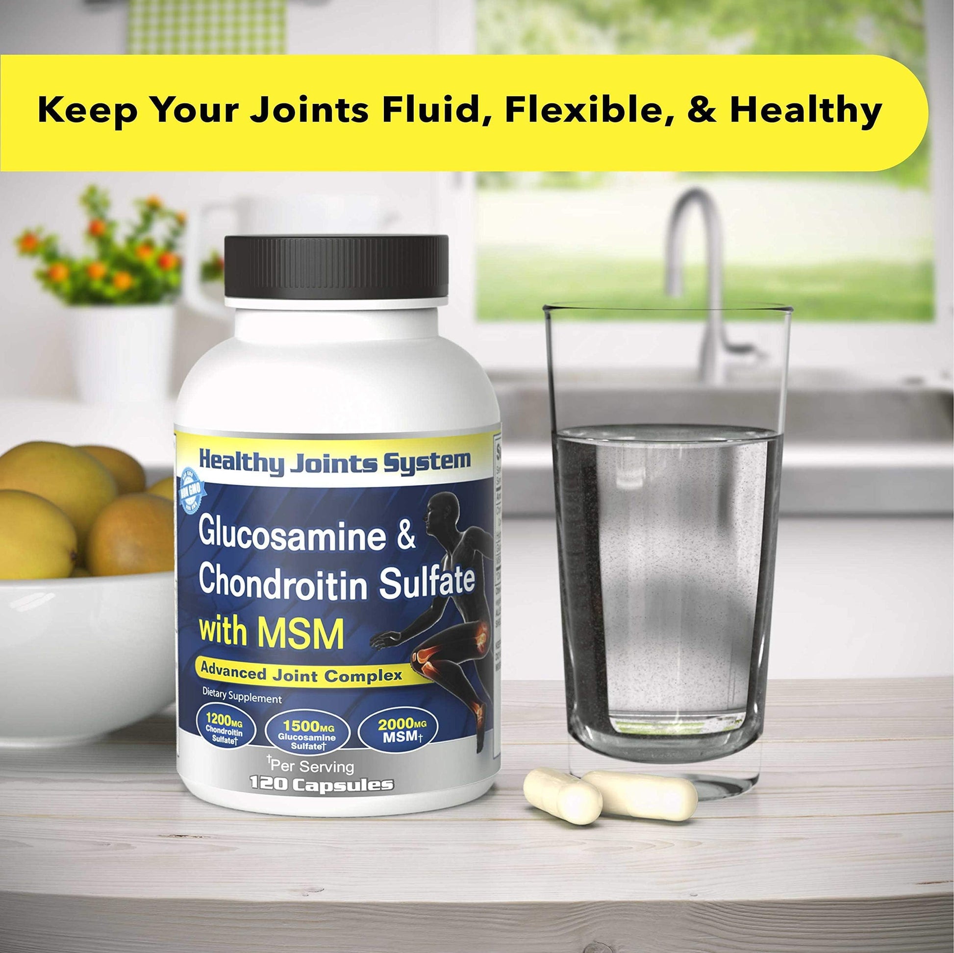 Healthy Joints System Glucosamine Chondroitin MSM Supplement for Joint & Bone Health - 120 Capsules | Joint Support & Discomfort Relief for Back, Knees, Hands Healthy Joints System Au supplements