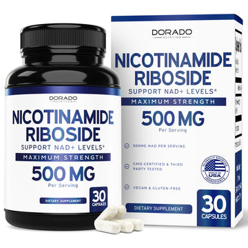 Nicotinamide Riboside 500mg (30 Count) NAD Supplement - NR Supplement For Women & Men to Support NAD+ Levels - NAD Booster - Third Party Tested - Vegan Safe, Non GMO & USA Made (30 Capsules) DORADO NUTRITION Au supplements