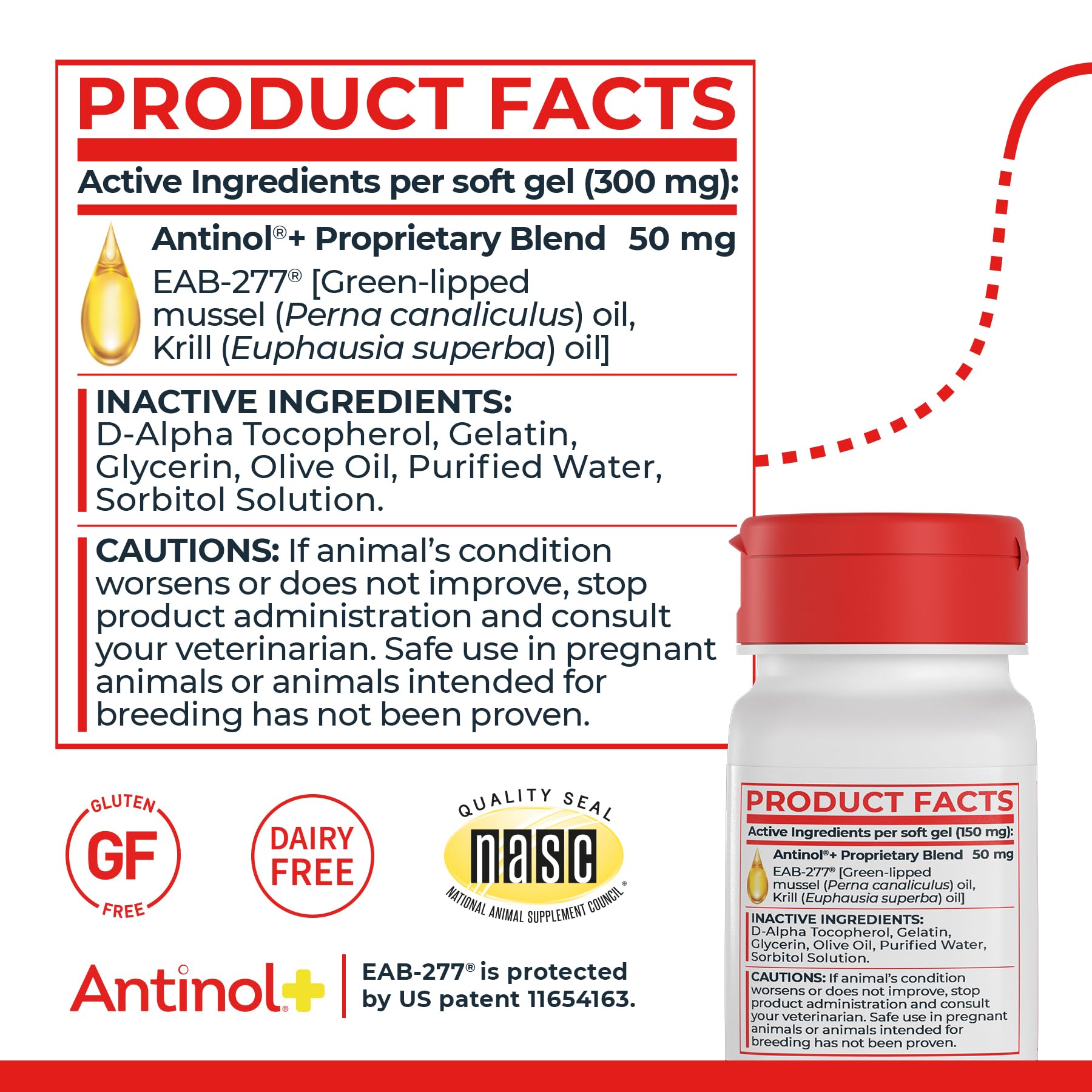 Antinol Plus, Mobility, Hip, and Joint Supplement for Cats, Green-Lipped Mussels and Krill Oil - Cat Joint Supplement, 30 Soft Gels Antinol Au supplements
