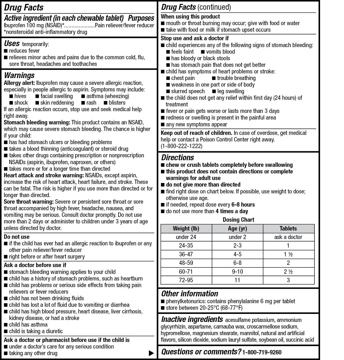 Childrens Ibuprofen Chewable Tablets, 100 mg, Orange Flavor, Pain Reliever and Fever Reducer, 24 Count GoodSense Au supplements