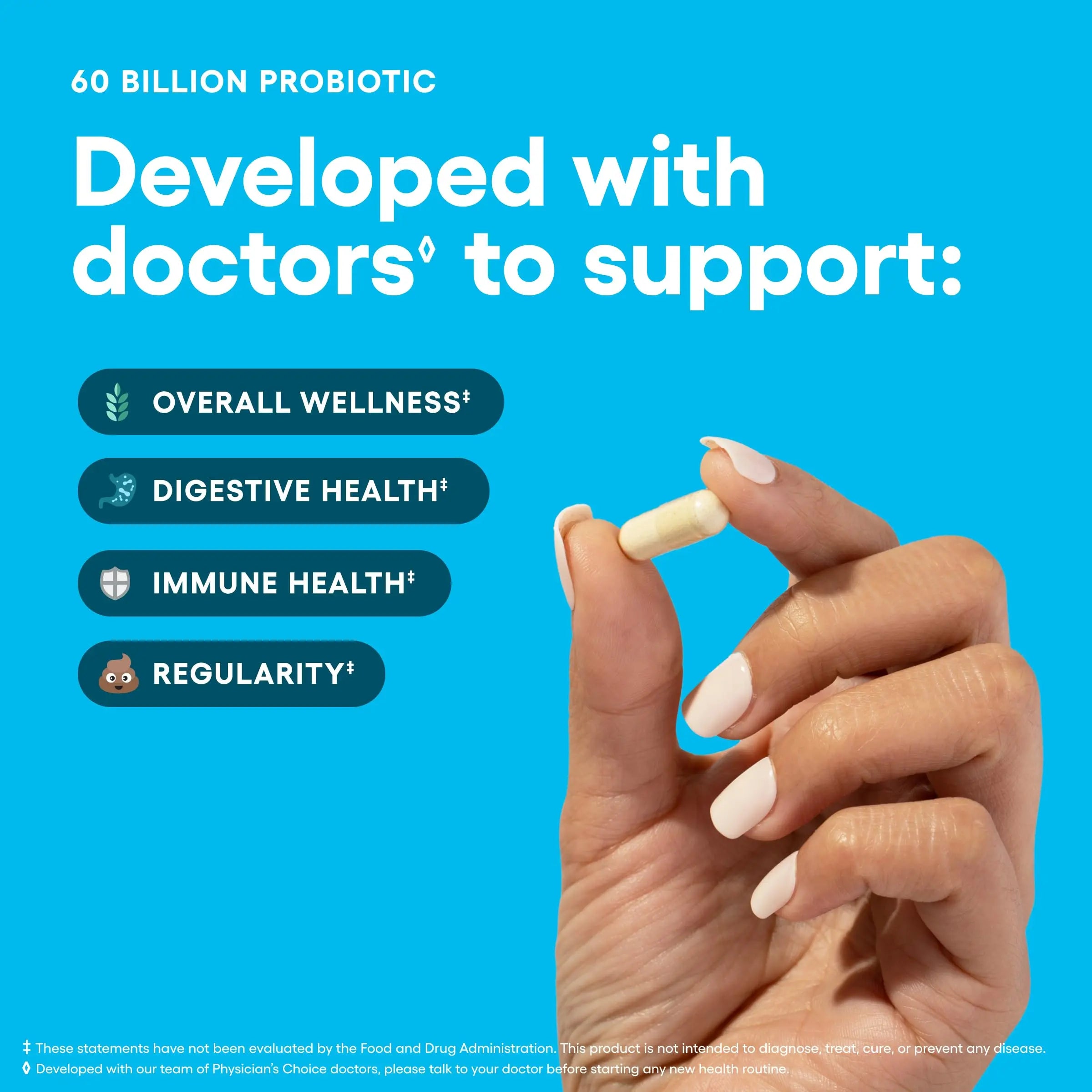 Physician's CHOICE Probiotics 60 Billion CFU - 10 Strains + Organic Prebiotics - Immune, Digestive & Gut Health - Supports Occasional Constipation Physician's CHOICE Au supplements