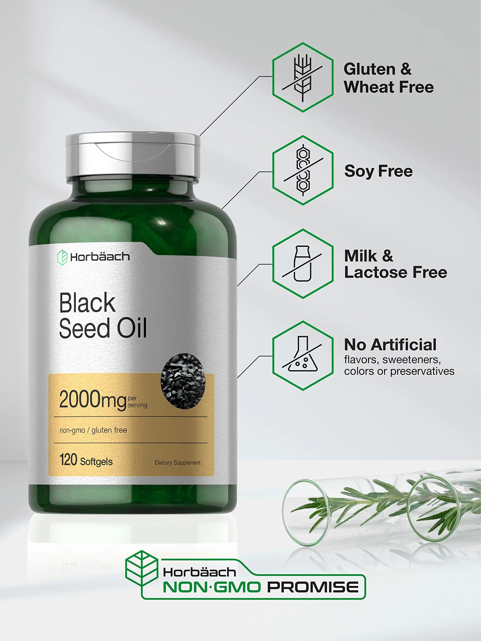 Black Seed Oil 2000mg | 120 Softgel Capsules | Cold Pressed Nigella Sativa Pills Horbäach Au supplements