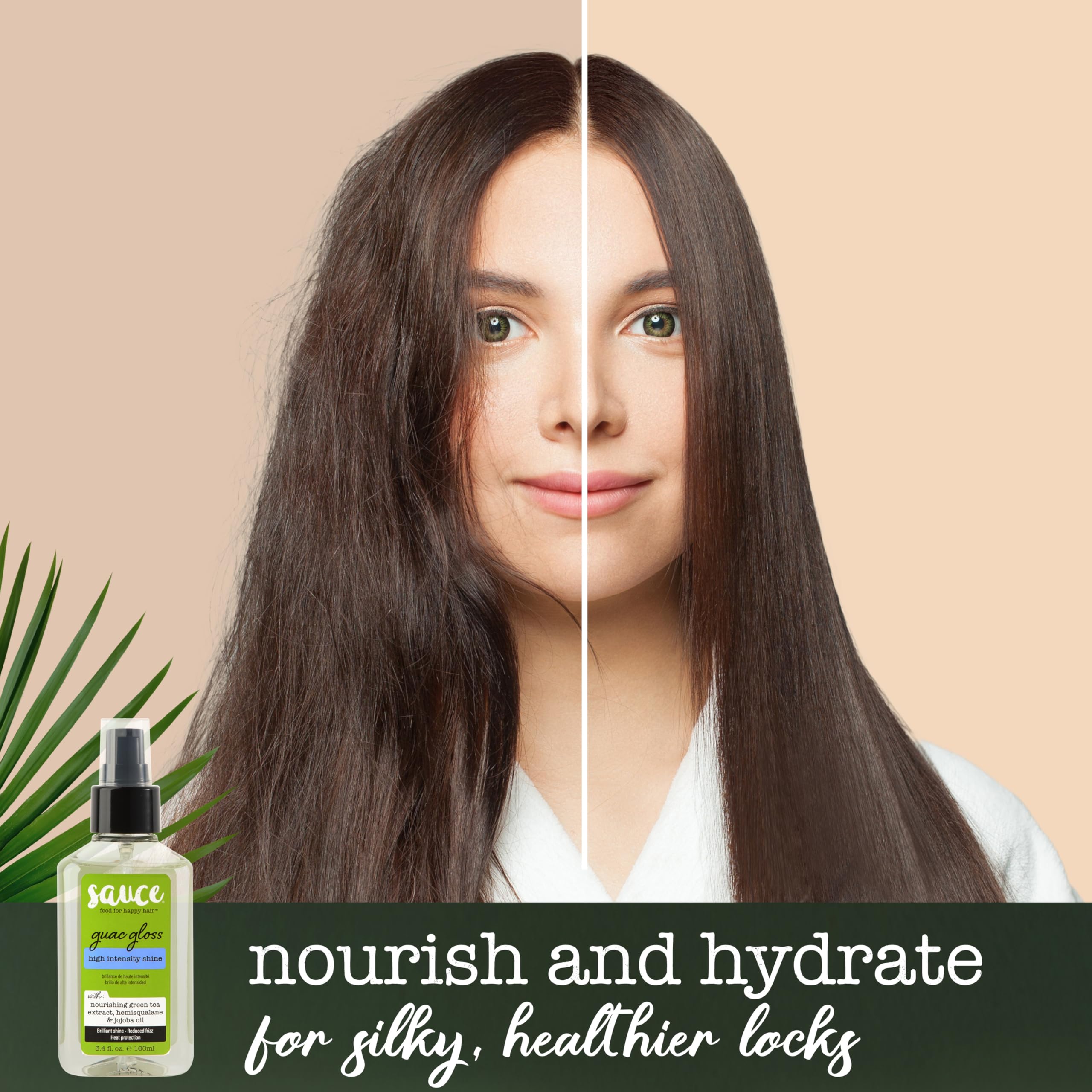 SAUCE BEAUTY Guac Hair Gloss, 3 Fl Oz High Intensity Shine, Jojoba Oil, Green Tea Extract & Squalane to Smooth, Boost Shine & Control Frizz for Sleeker, Softer, More Manageable Hair, Vegan Formula SAUCE BEAUTY Au supplements