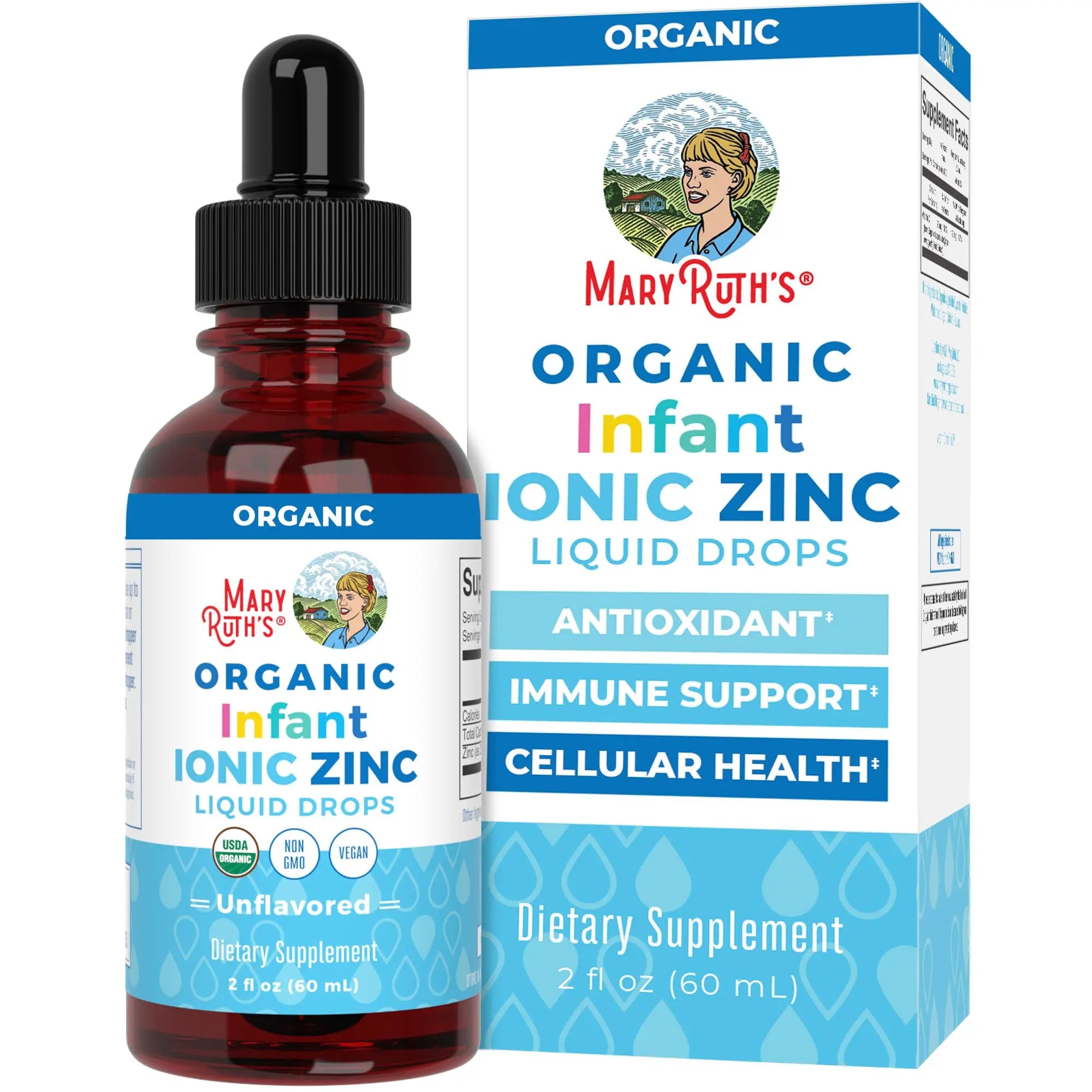 MaryRuth Organics Organic Infant Ionic Zinc Liquid Drops | Zinc Sulfate for Immune Support | Organic Glycerin | Antioxidant | Vegan | Formulated for Babies Ages 6-12 Months | 1 Month Supply | 2 Fl Oz MARYRUTH'S Au supplements