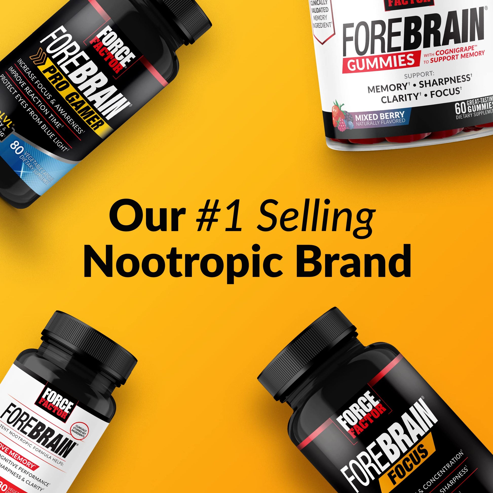 Forebrain Focus Brain Booster, Brain Supplement to Boost Clarity & Concentration, Improve Memory & Sharpness & Productivity, Nootropic Brain Support Supplement, Force Factor, 120 Capsules, Black Force Factor Au supplements