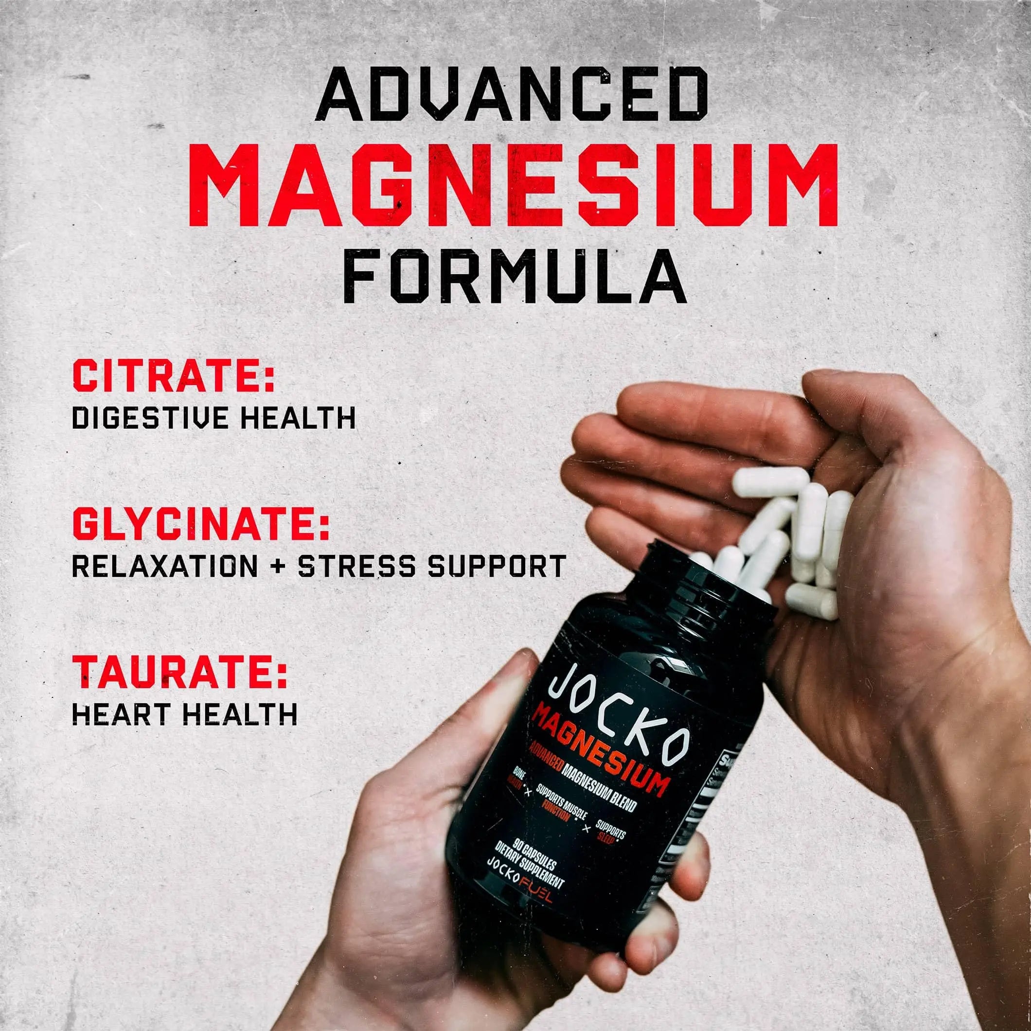 Jocko Fuel Magnesium Complex Supplement - Magnesium Glycinate, Citrate, & Taurate Capsules Dietary Supplement for Muscle Recovery & Relaxation, Heart, Nerve, Bone Support, & Sleep 30-Day Supply Jocko Fuel Au supplements