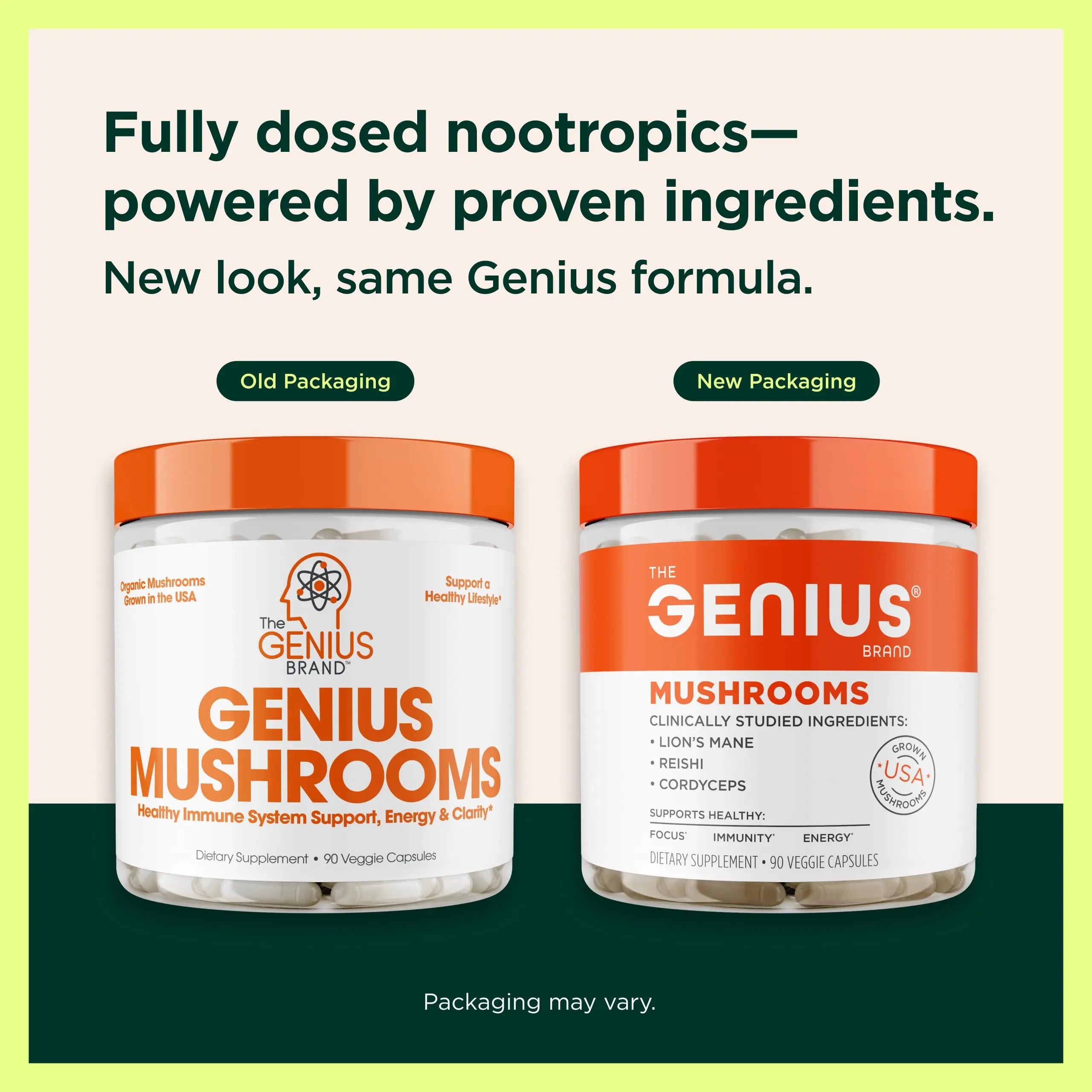The Genius Brand Genius Mushrooms - Plant-Based Supplement for Immune, Focus & Energy Support - Lion's Mane, Cordyceps & Reishi The Genius Brand Au supplements