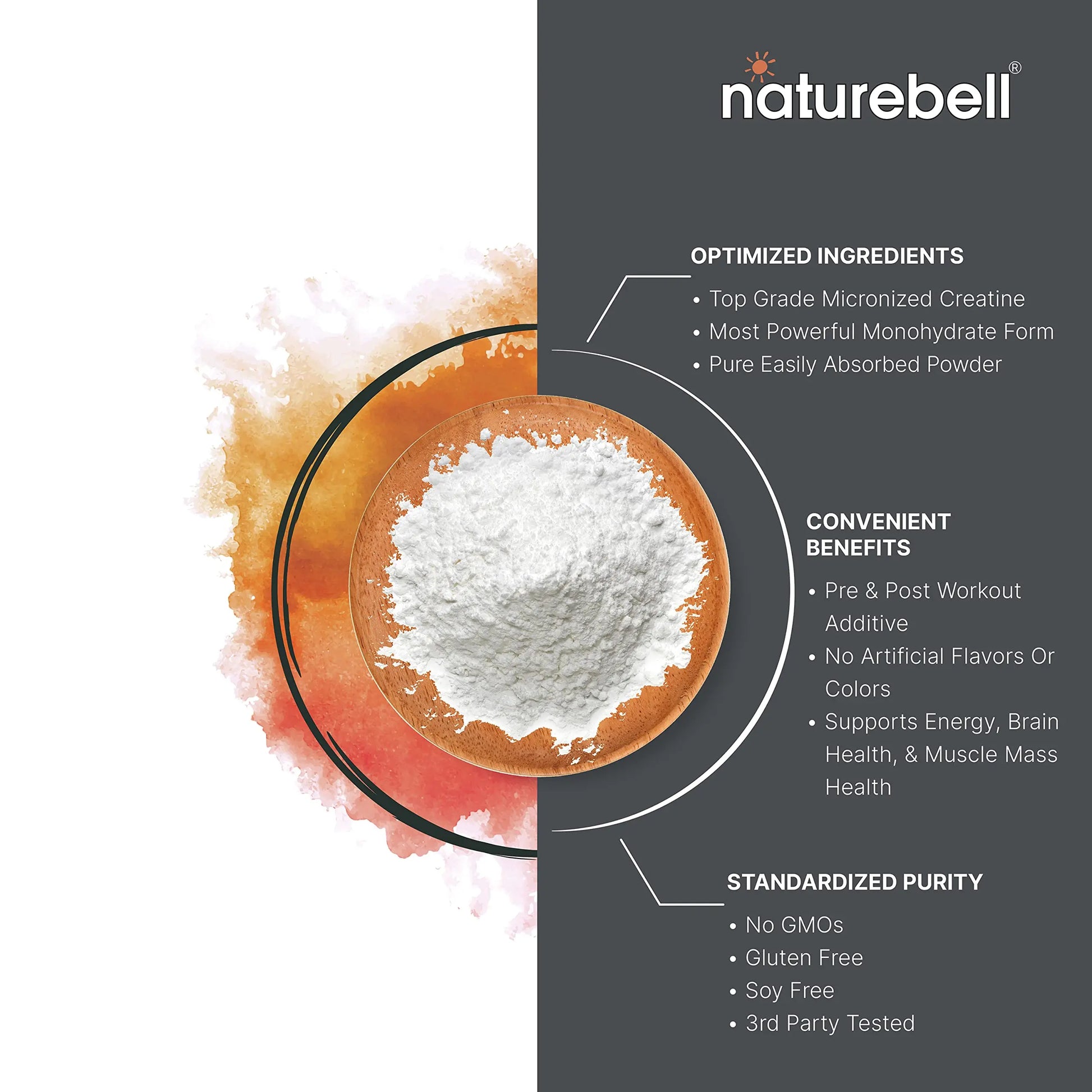 NatureBell 2 Pack Creatine Monohydrate Powder 500 Grams, 5000mg Per Serving NatureBell Au supplements