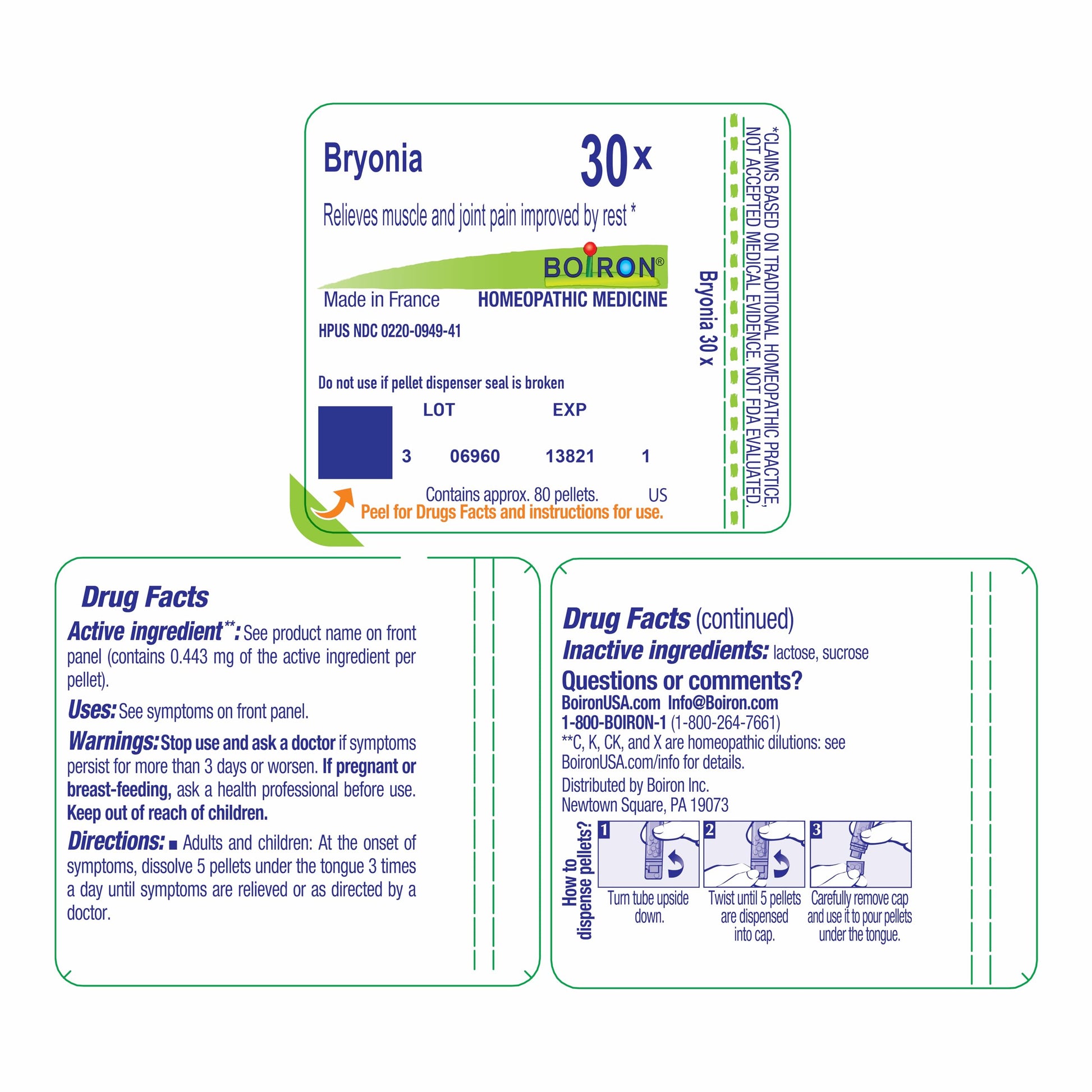 Boiron Bryonia 30X Homeopathic Medicine for Muscle & Joint Pain - 80 Pellets Boiron Au supplements