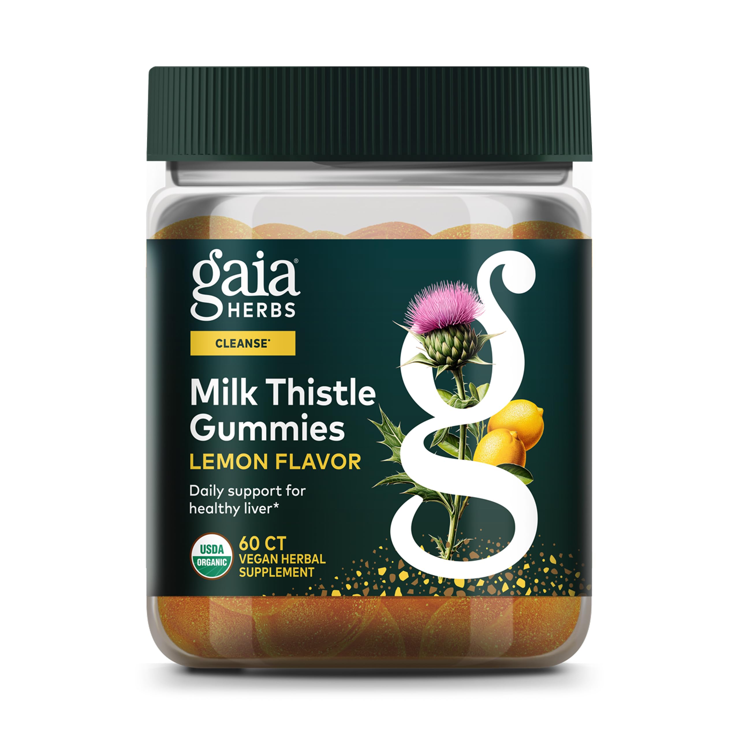 Gaia Herbs Milk Thistle Gummies - Herbal Supplement with Antioxidant Properties for Liver Health & Liver Detox - Lemon Flavored - 60 Vegan Gummies Gaia Herbs Au supplements