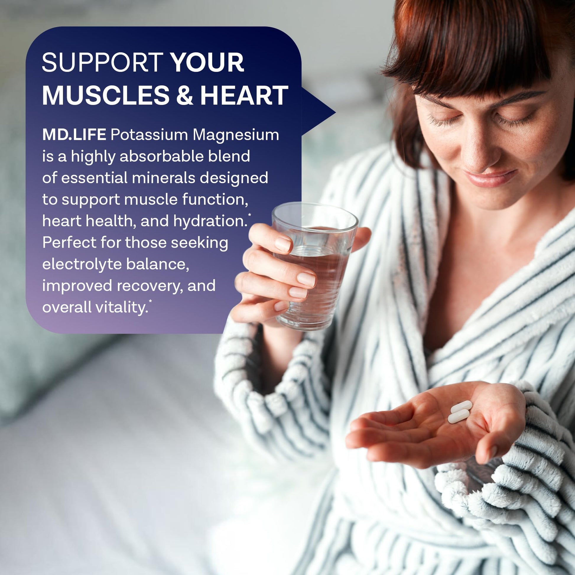 MD. Life Potassium Magnesium Supplement - 30 Capsules - High Absorption Magnesium Complex - Potassium Supplement to Support Vascular Health & Leg Cramp MD.LIFE Au supplements