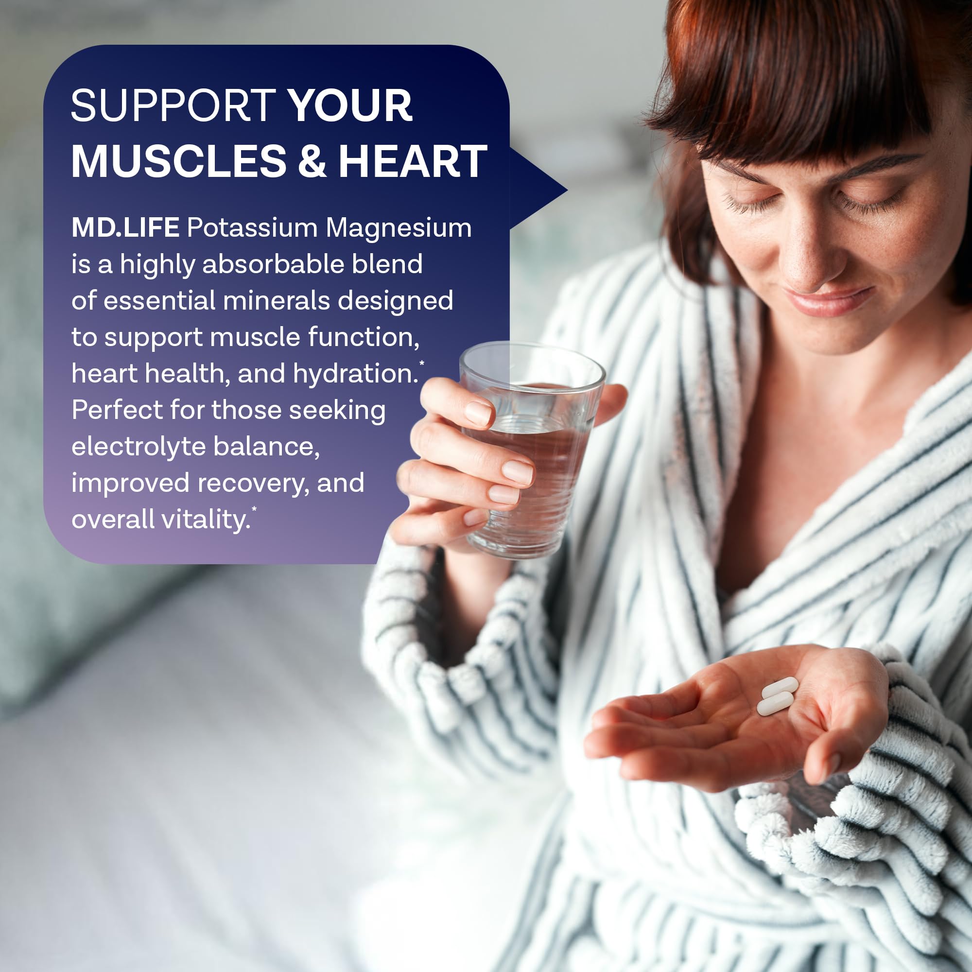 MD. Life Potassium Magnesium Supplement - 30 Capsules - High Absorption Magnesium Complex - Potassium Supplement to Support Vascular Health & Leg Cramp MD.LIFE Au supplements