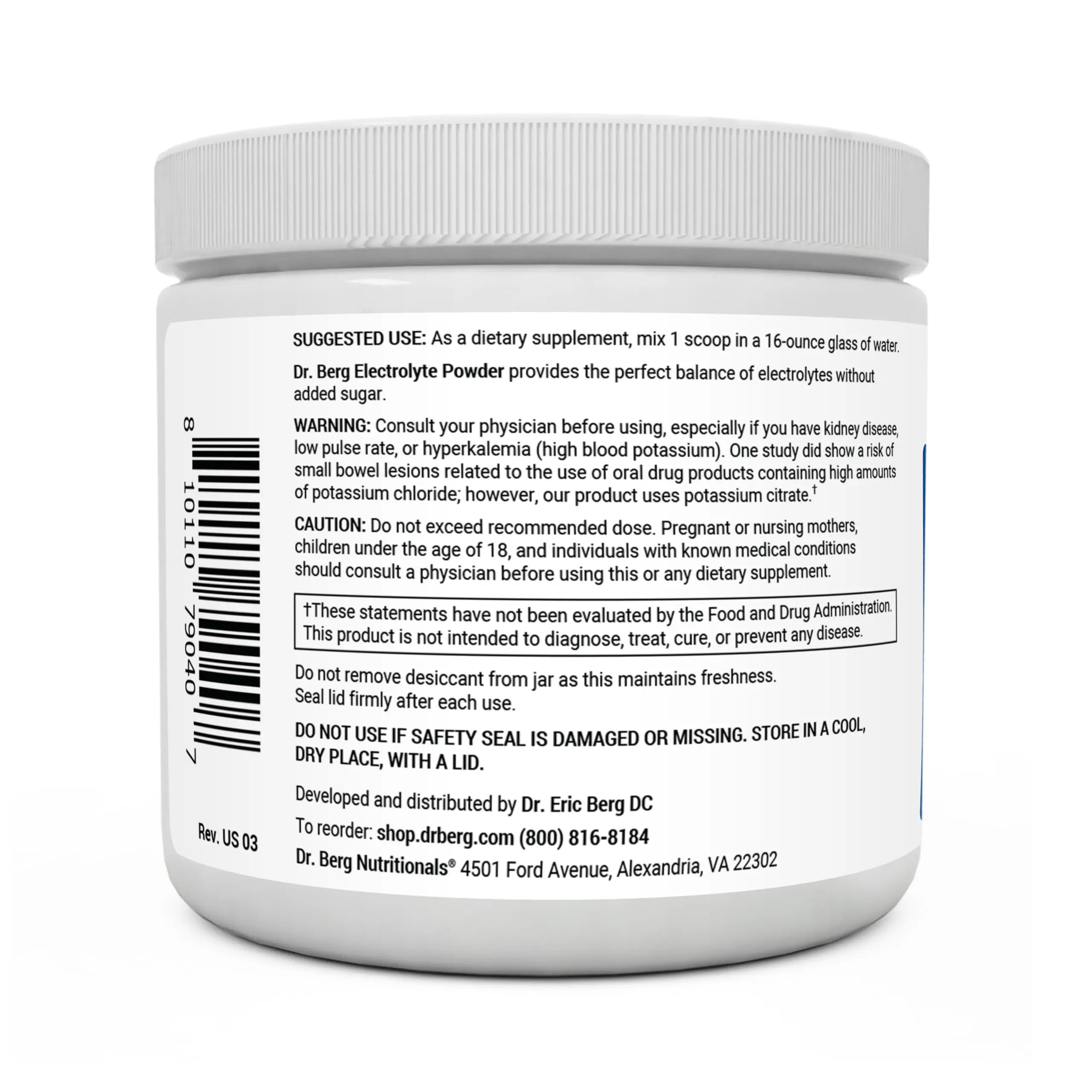 Dr. Berg Hydration Keto Electrolyte Powder - Enhanced w/ 1,000mg of Potassium Dr. Berg Nutritionals Au supplements