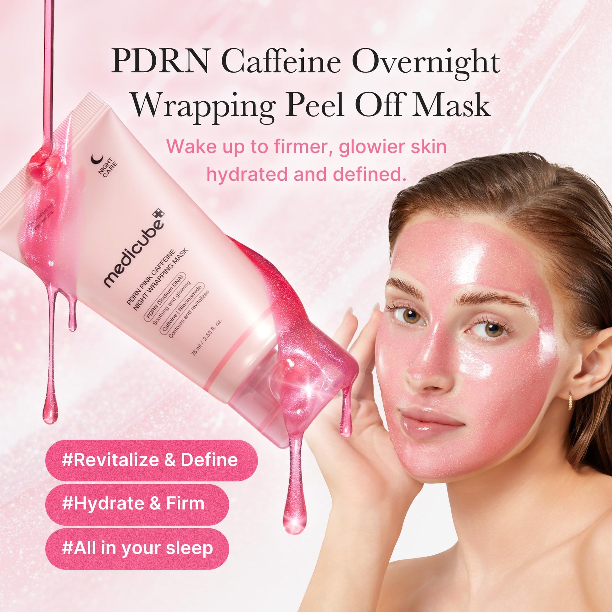medicube Wrapping Mask PDRN Caffeine Overnight Peel Off Facial Mask | Firming, Depuffing & Hydration | Caffeine, Collagen For Refined, Glass Skin & Face Contour Support | Korean Skin Care, 2.53 fl.oz medicube Au supplements
