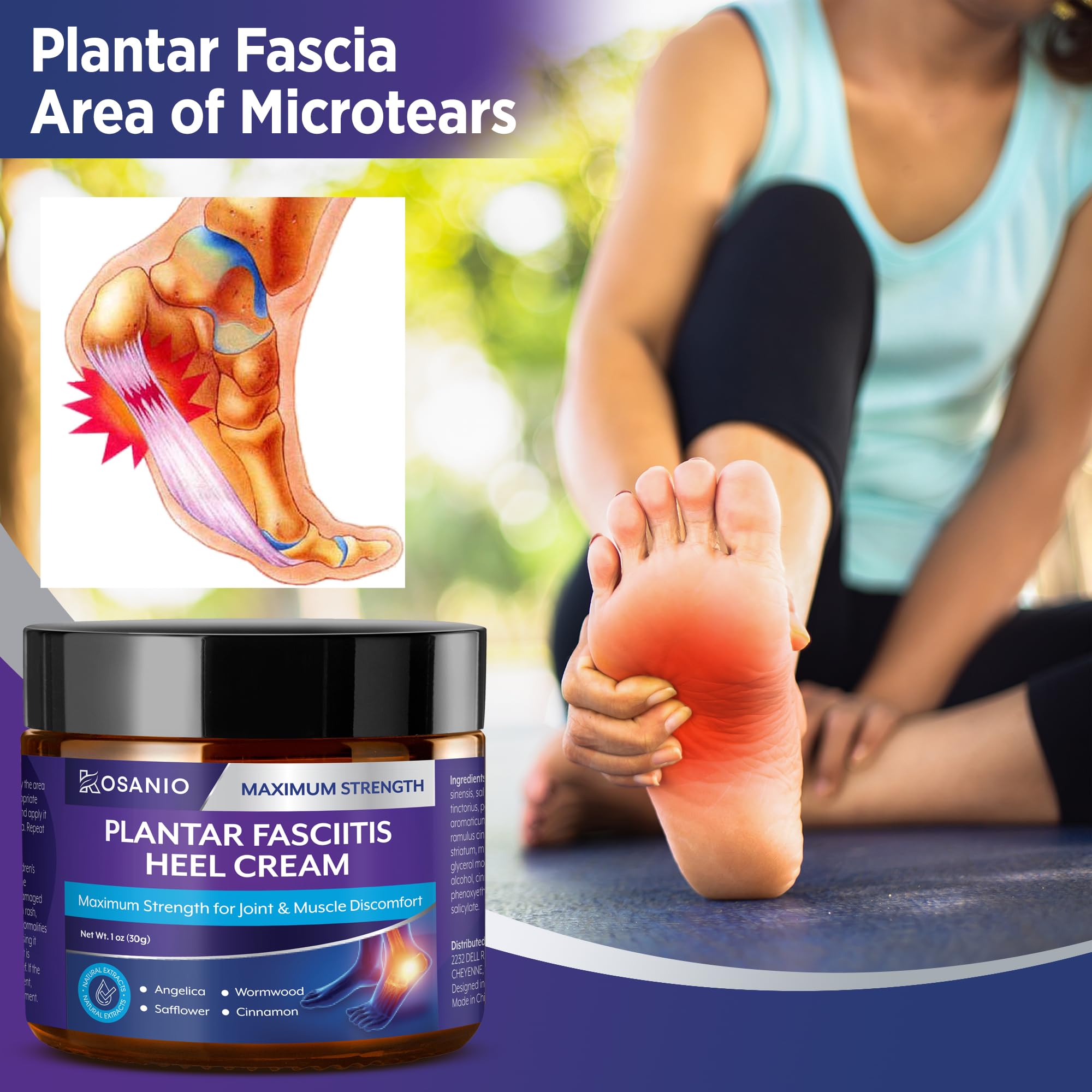 KOSANIO Plantar Fasciitis Relief Cream - Heel Discomfort Relief for Plantar Fasciitis, Foot, Knee, Hands, Legs - Natural Herbal Concentrate Formula - (30g / 1 oz (Pack of 1)) KOSANIO Au supplements