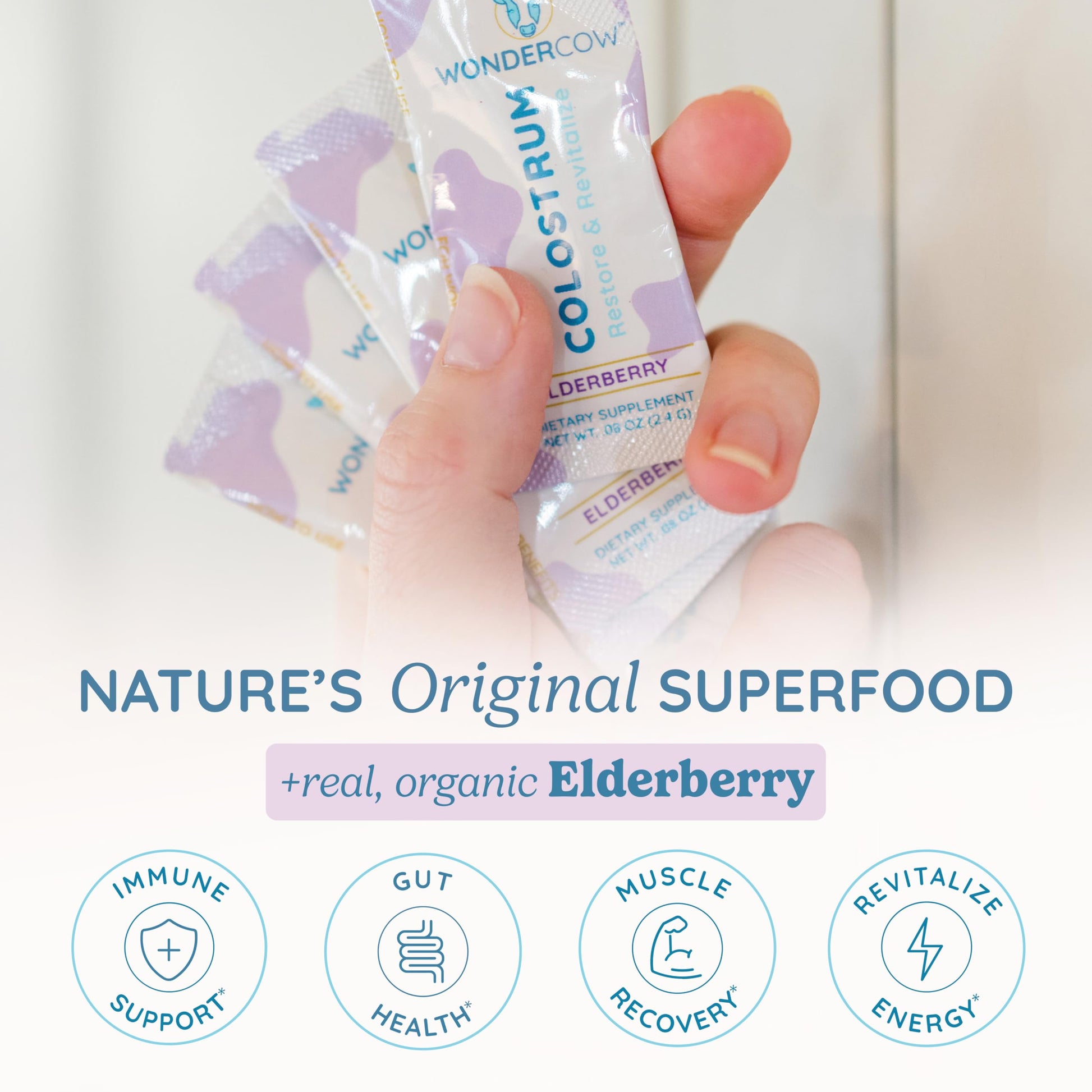WONDERCOW Colostrum Supplement Powder for Gut Health, Immune Support & Wellness | Natural IgG Pure Whole Bovine Colostrum Superfood, Elderberry, 30 Servings WONDERCOW Au supplements