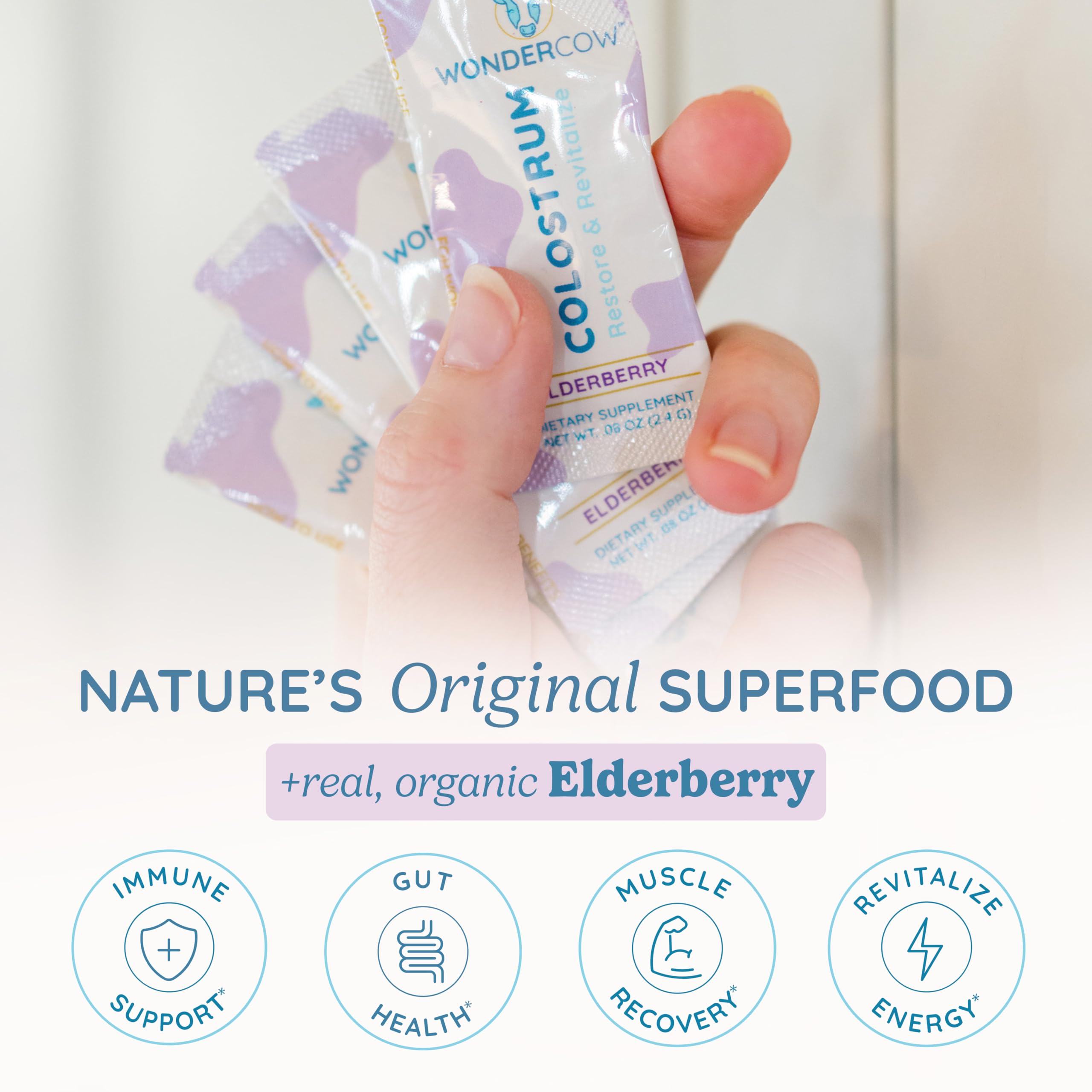 WONDERCOW Colostrum Supplement Powder for Gut Health, Immune Support & Wellness | Natural IgG Pure Whole Bovine Colostrum Superfood, Elderberry, 30 Servings WONDERCOW Au supplements