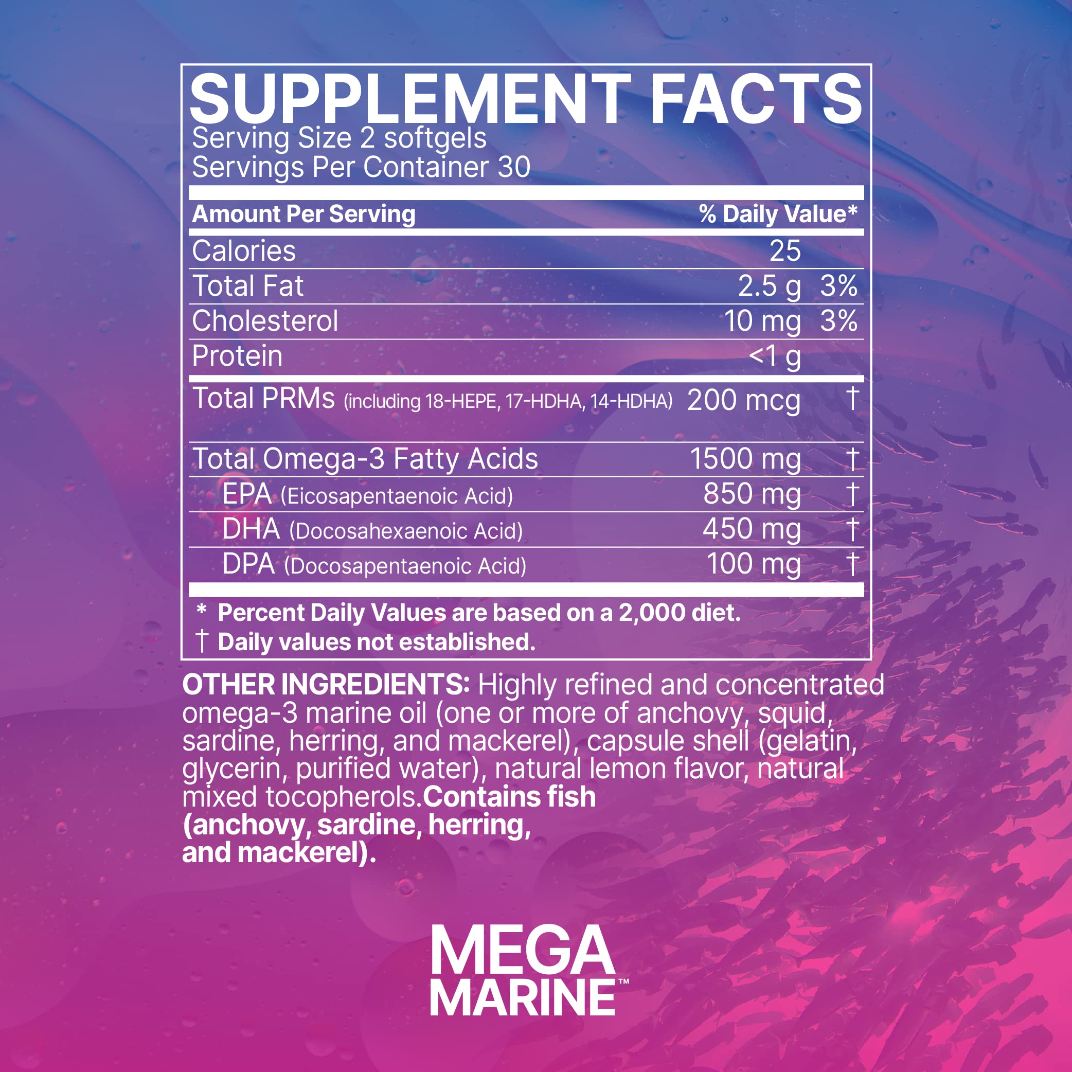 Microbiome Labs MegaMarine Omega 3 Fish Oil Supplements - Gut-Specific EPA DHA Omega 3 Supplement with DPA for Gut Health - Support Immune & Gut Barrier Function (60 Softgels) Microbiome Labs Au supplements