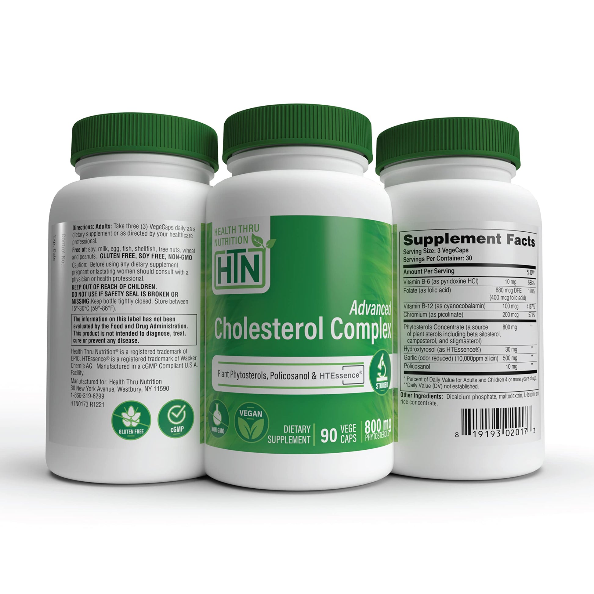 Health Thru Nutrition Advanced Cholesterol Complex | Heart Health Support & Lipid Metabolism with Phytosterols, Policosanol, Hydroxytyrosol, Chromium and More | Vegan, Non-GMO (Pack of 90) Health Thru Nutrition Au supplements
