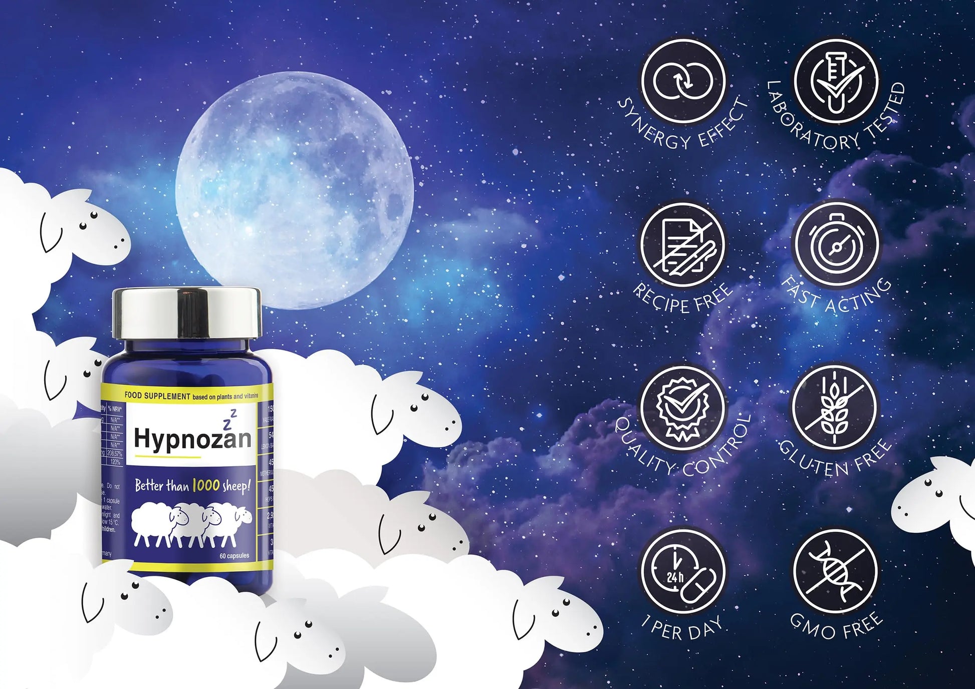 Hypnozan. 60 Easy Nights in Every Pack - 60 Capsules, Just One Before Bed. Natural Vox pharmaceutica Au supplements