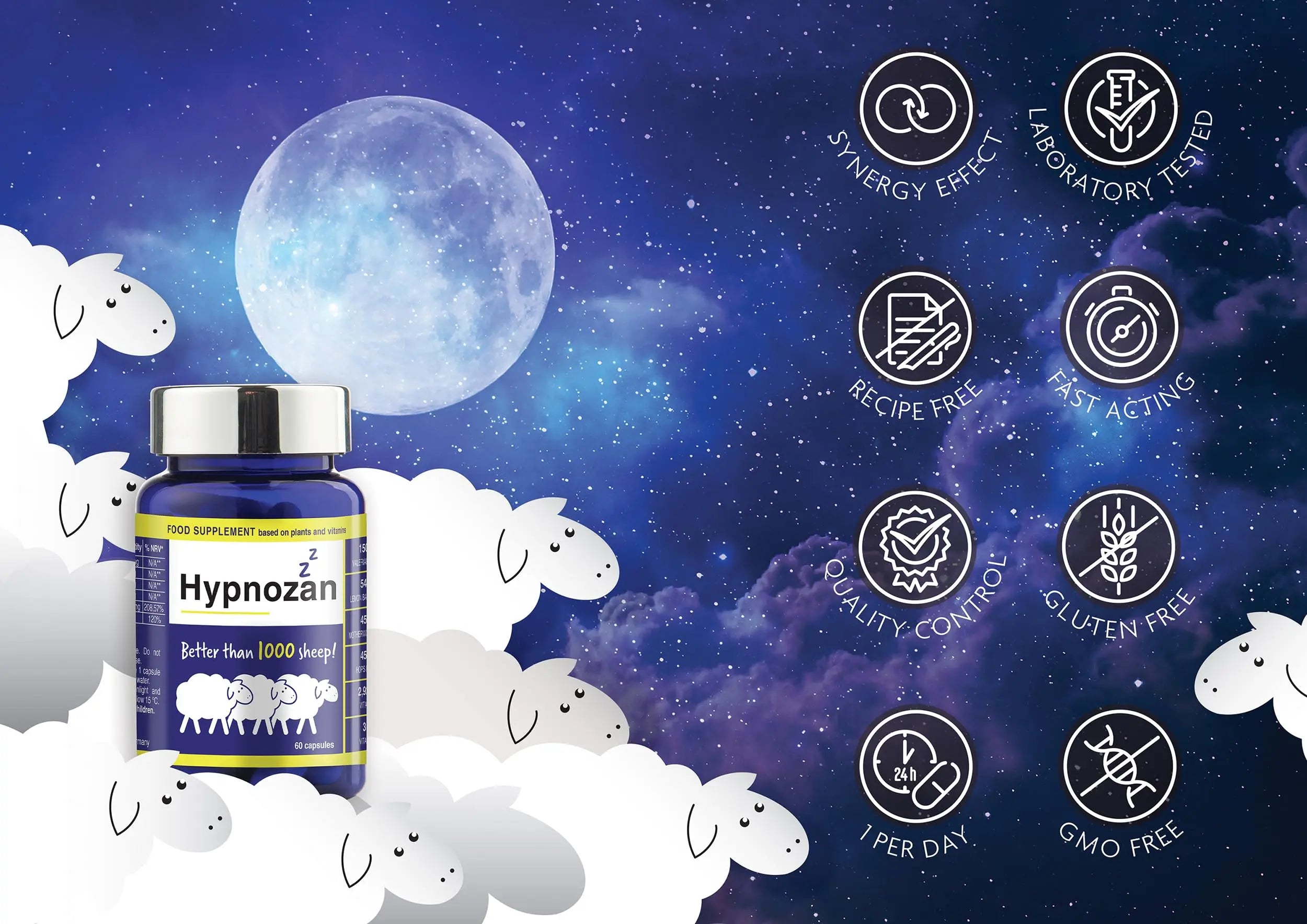 Hypnozan. 60 Easy Nights in Every Pack - 60 Capsules, Just One Before Bed. Natural Vox pharmaceutica Au supplements