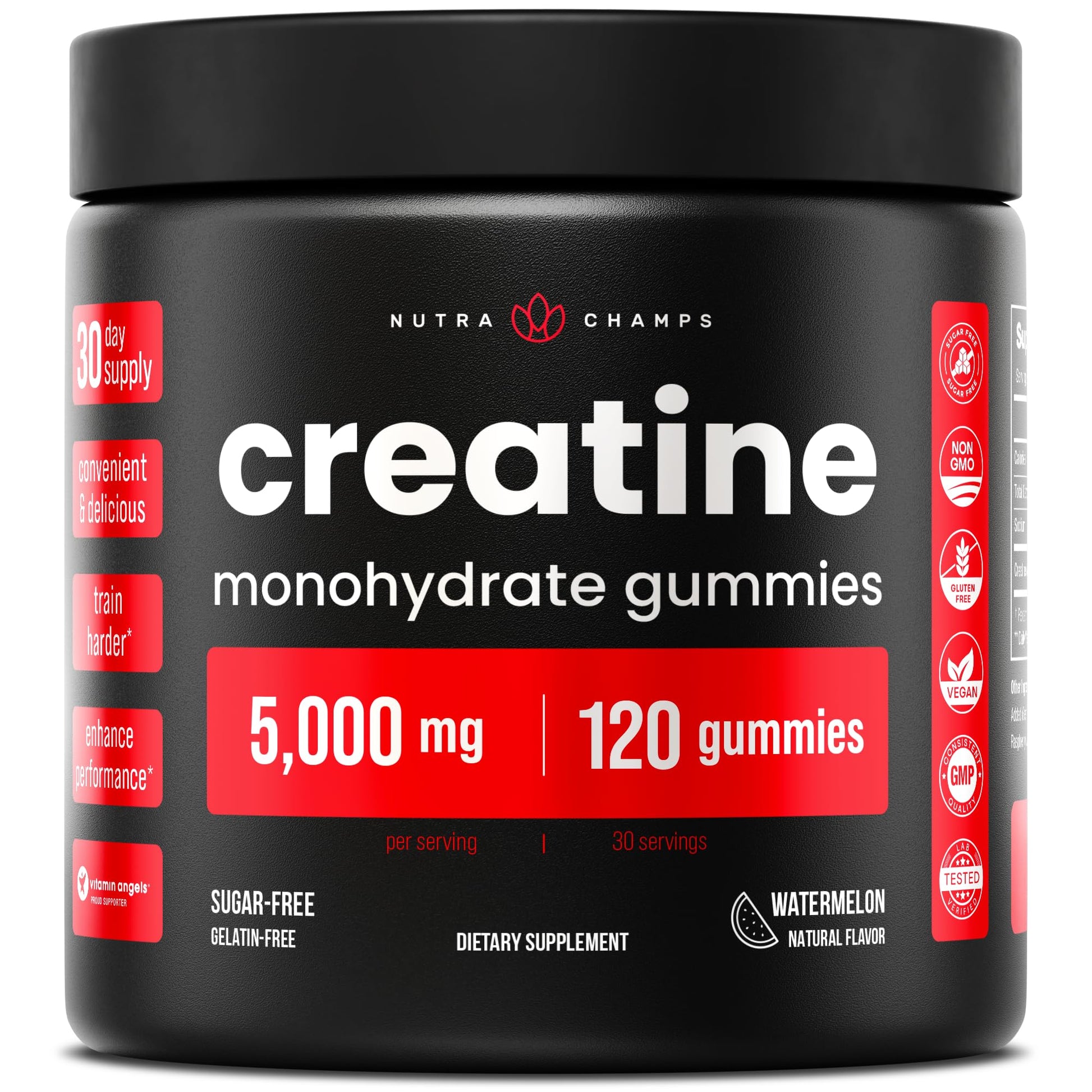 NutraChamps 120 Creatine Gummies for Men & Women - 5g Sugar Free Chewable Creatine Monohydrate Gummies - Supports Protein Synthesis, Muscle Recovery & Workout Performance NutraChamps Au supplements