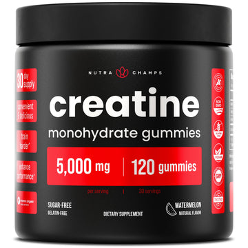 NutraChamps 120 Creatine Gummies for Men & Women - 5g Sugar Free Chewable Creatine Monohydrate Gummies - Supports Protein Synthesis, Muscle Recovery & Workout Performance NutraChamps Au supplements