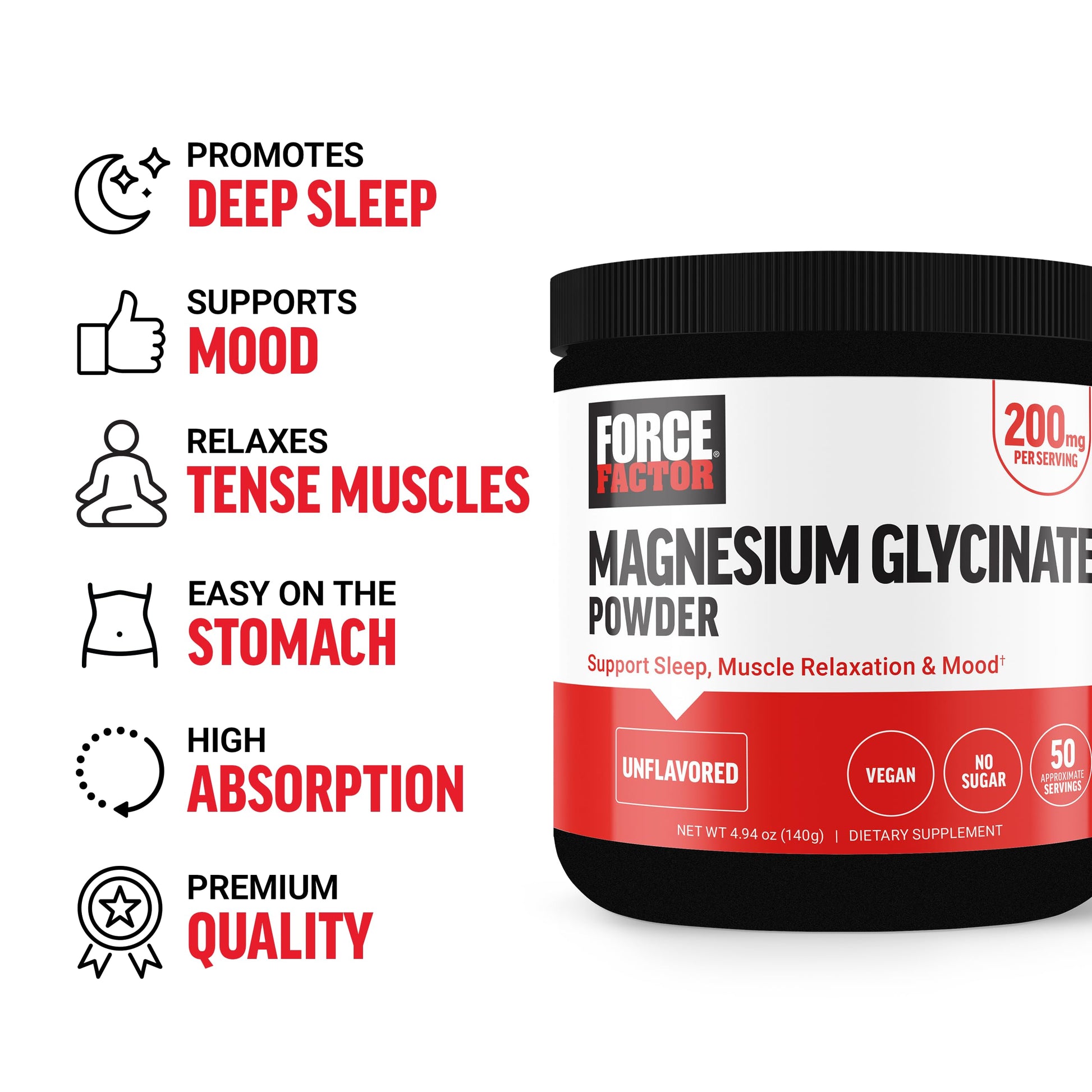 Force Factor Magnesium Glycinate 200mg, Magnesium Supplement for Women and Men to Support Sleep, Muscle Relaxation, and Mood, High Absorption, Vegan, 50 Servings Force Factor Au supplements