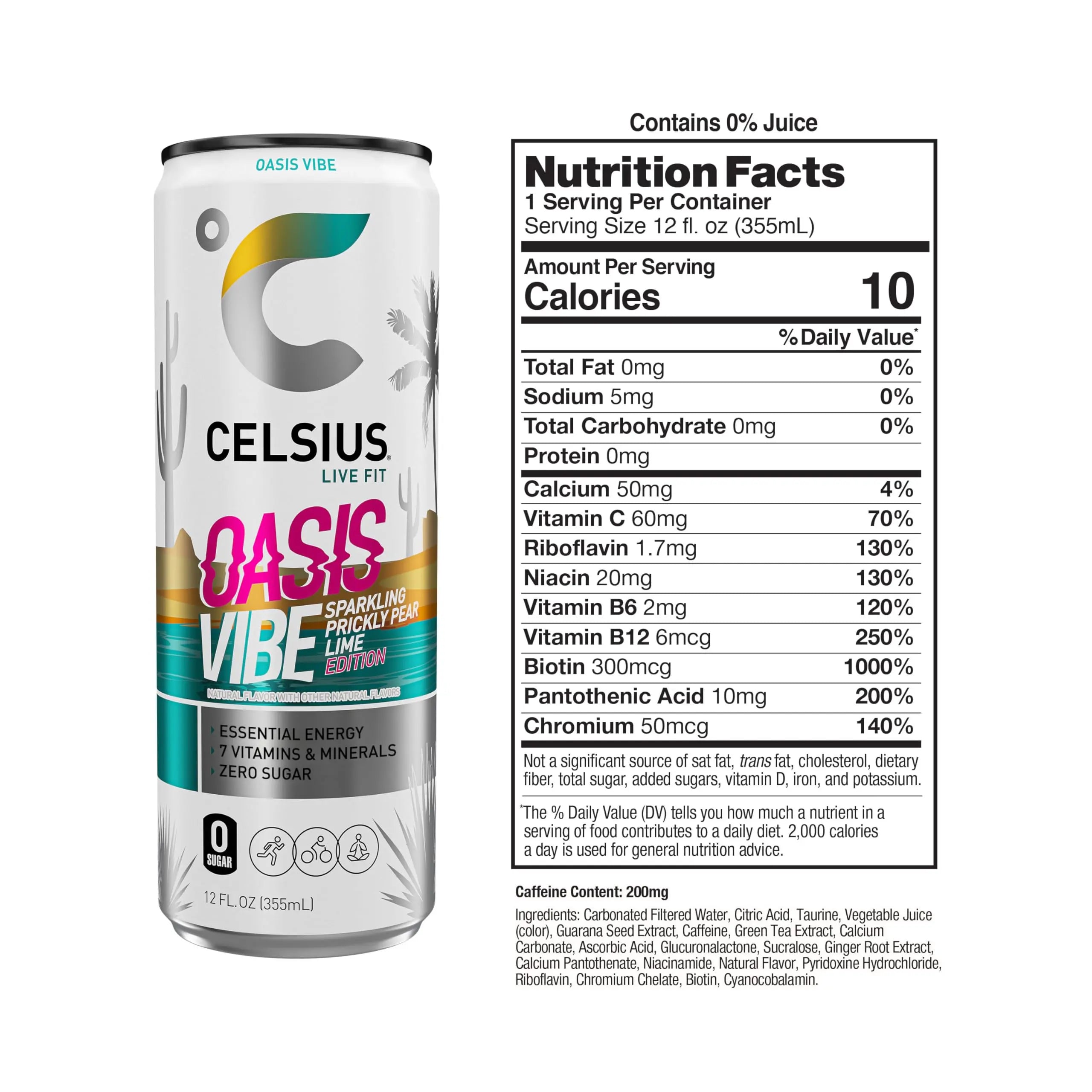 CELSIUS Sparkling Oasis Vibe, Functional Essential Energy Drink, 12 Fl Oz (Pack of 12) CELSIUS Au supplements