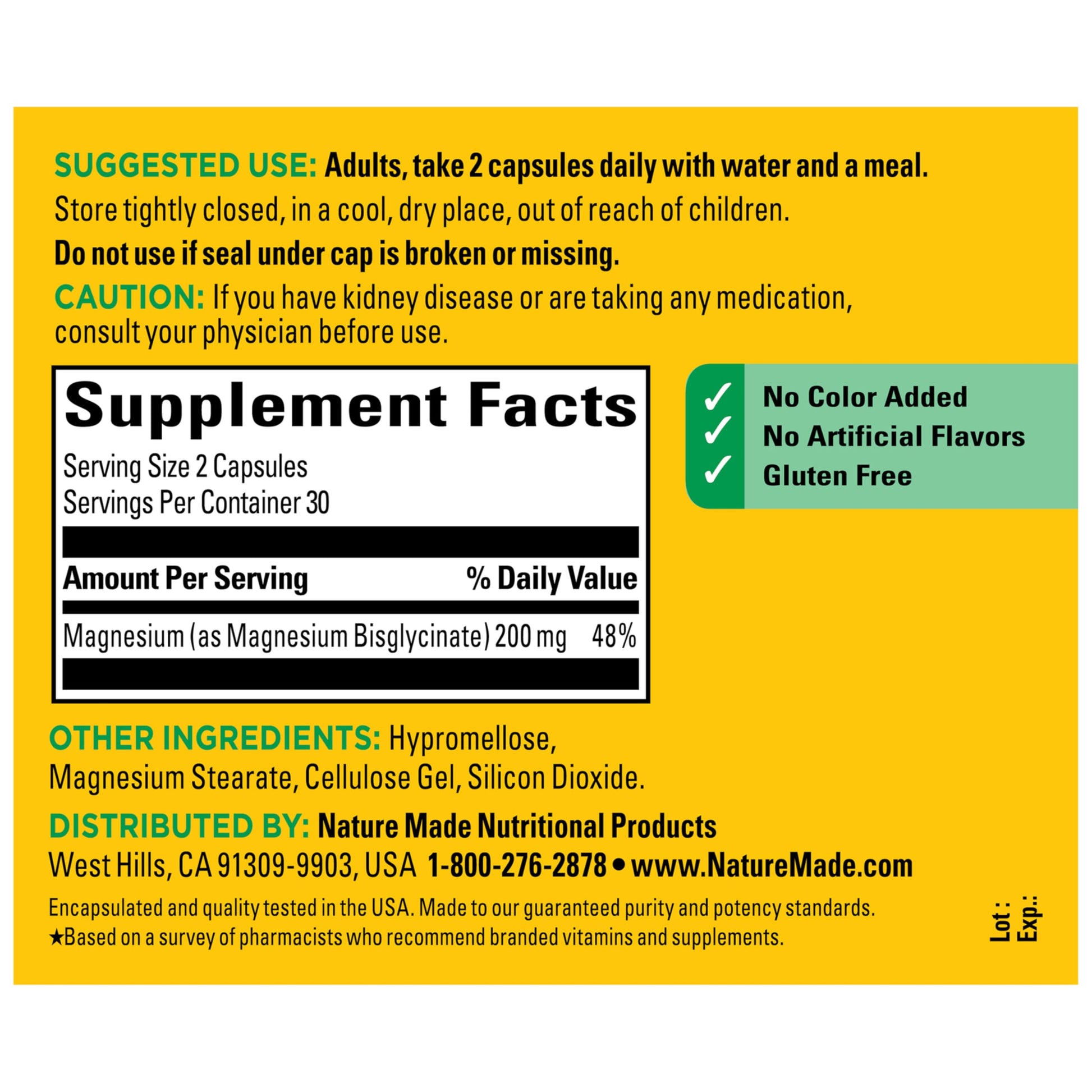 Nature Made Magnesium Glycinate 200 mg per Serving, Magnesium Supplement for Muscle, Heart, Nerve and Bone Support, 60 Magnesium Bisglycinate Capsules, 30 Day Supply Nature Made Au supplements