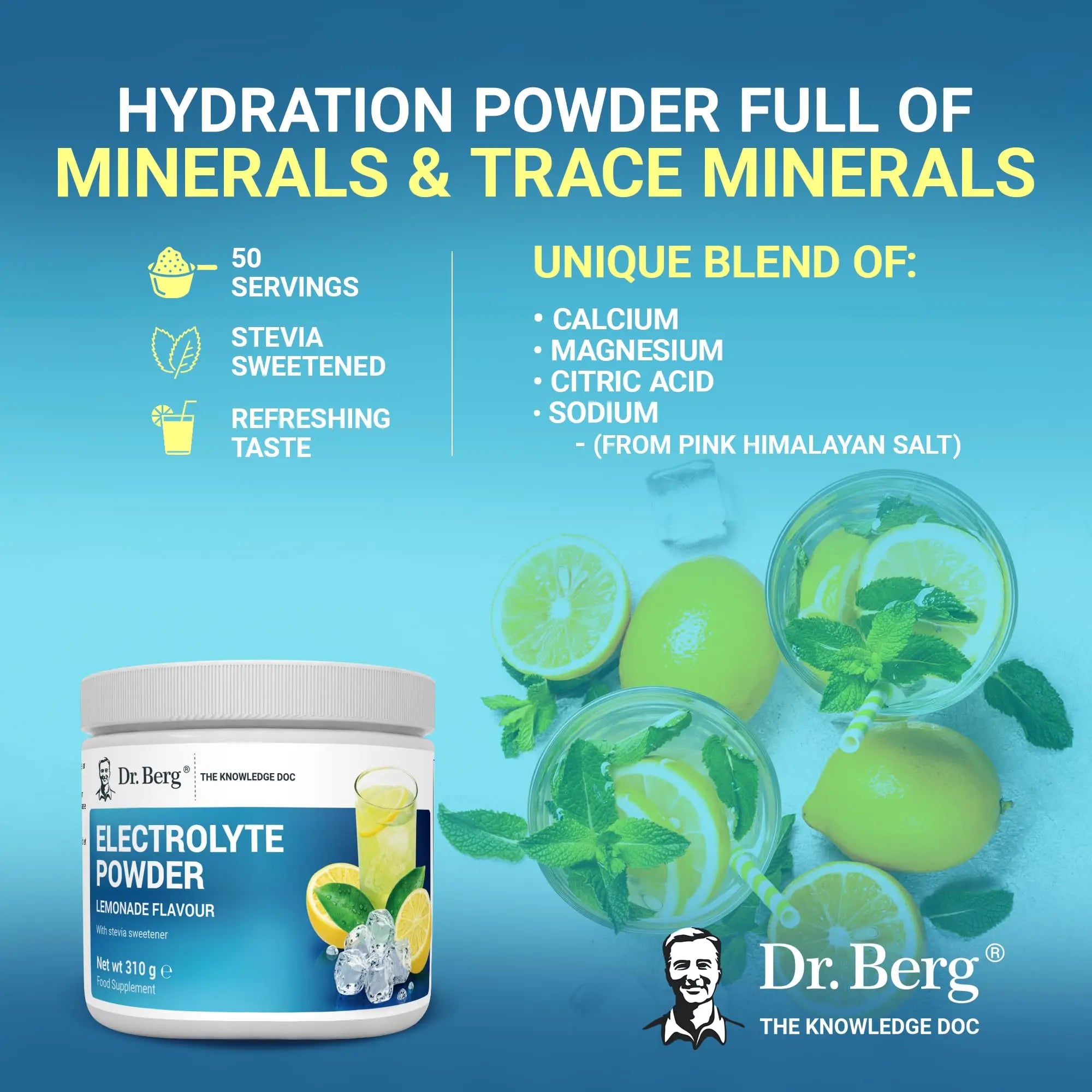 Dr. Berg Electrolyte Powder - Electrolyte Drink Supplements with 1000mg Potassium Dr. Berg Nutritionals Au supplements