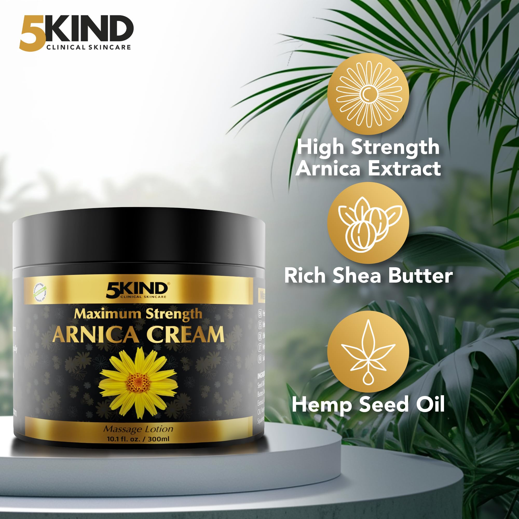 5kind Extra Strong Arnica Cream for Bruising and Swelling 10.1 Fl Oz - Arnica Bruise Cream Extra Strength Fast Healing Thin Skin - High Concentration Arnica Montana Extract for Bruises-Natural Formula 5kind clinical skincare Au supplements