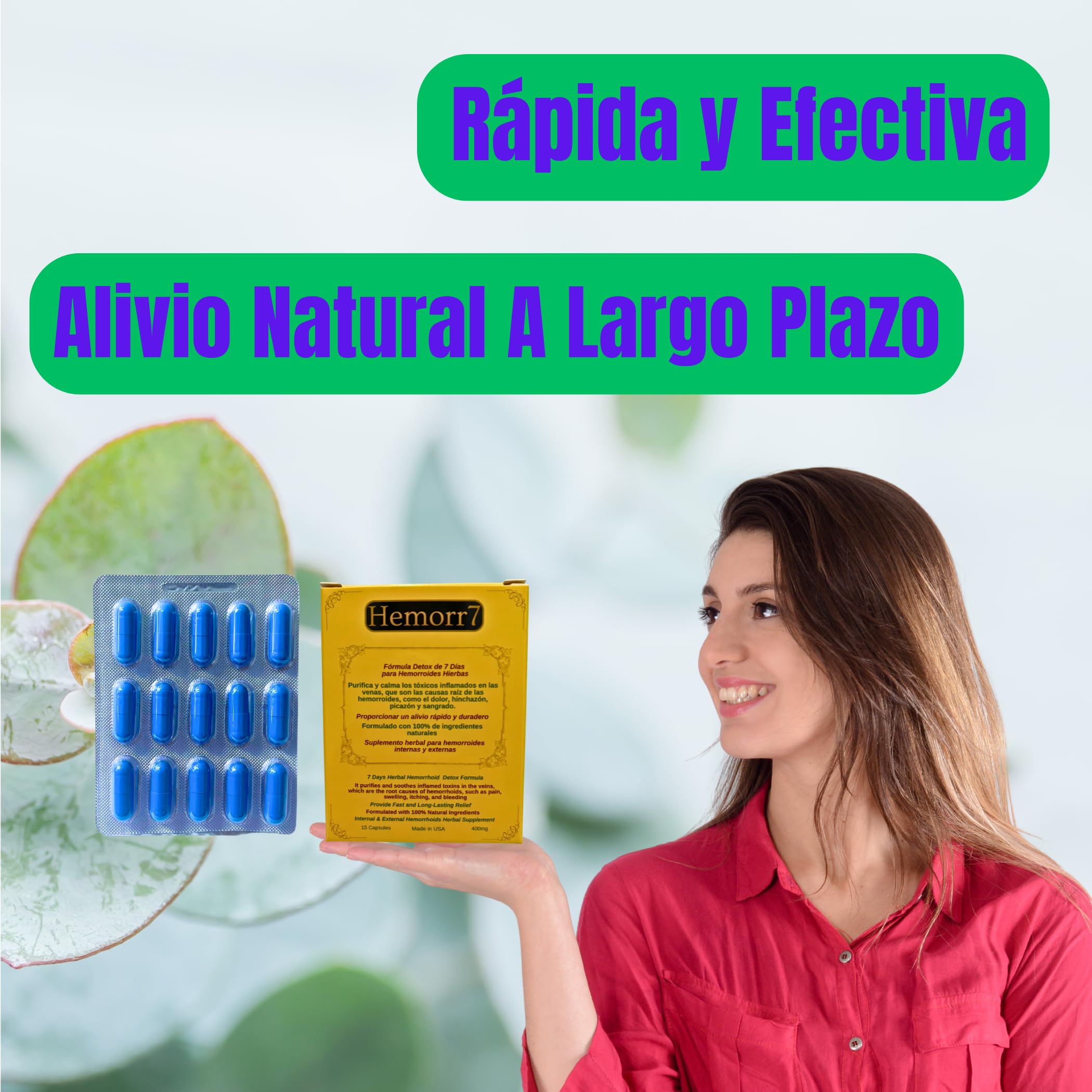 Hemorr7: 7Days 15 Capsules Herbal Hemorrhoid Detox Formula,Fórmula Herbal para desintoxicar las hemorroides Durante 7 días Generic Au supplements