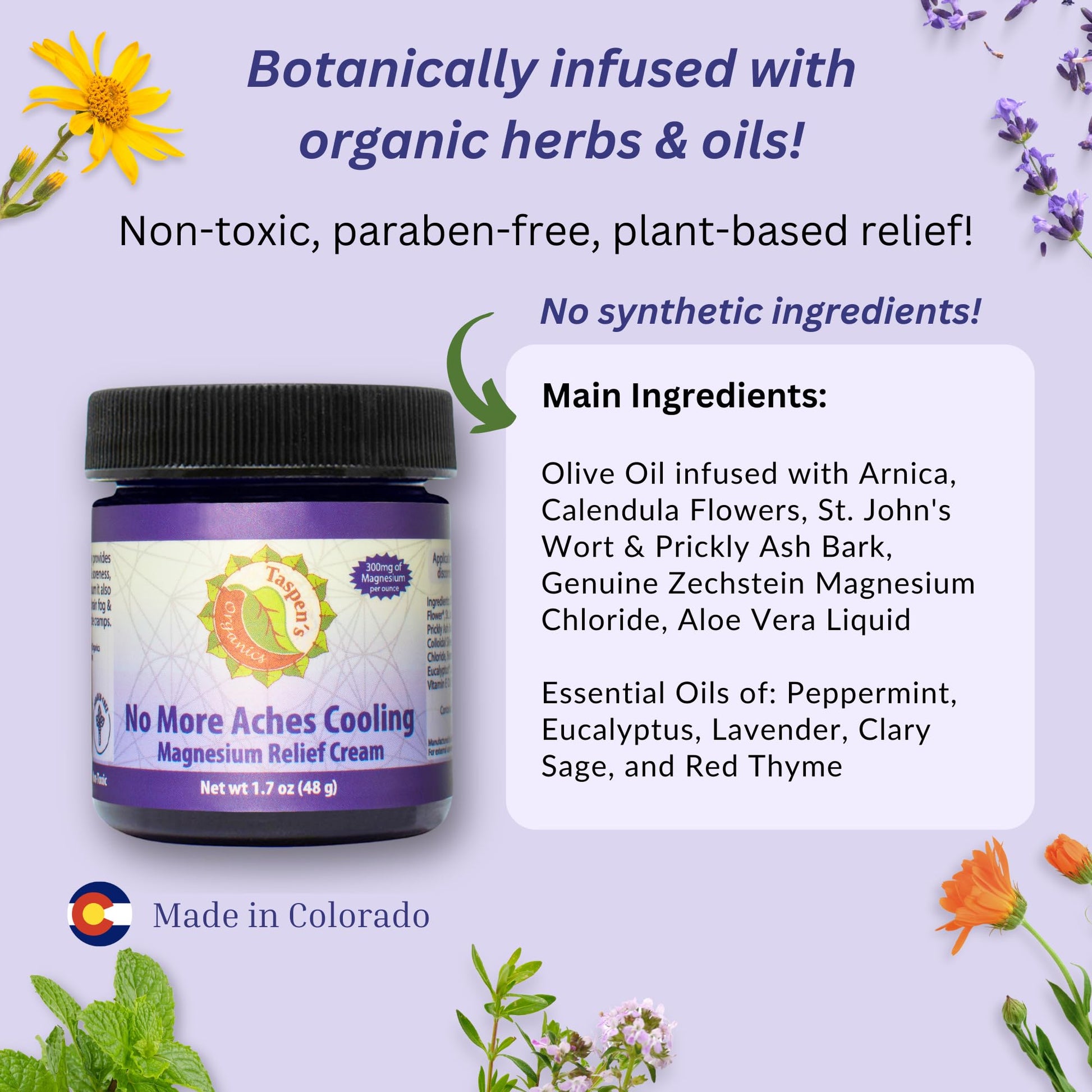 Taspen’s Organics Magnesium No More Aches Cooling Cream – Topical Magnesium Cream for Muscle Relief, Sore Muscles & Post-Workout Recovery with Arnica, Herbs & Essential Oils Taspen's Organics Au supplements