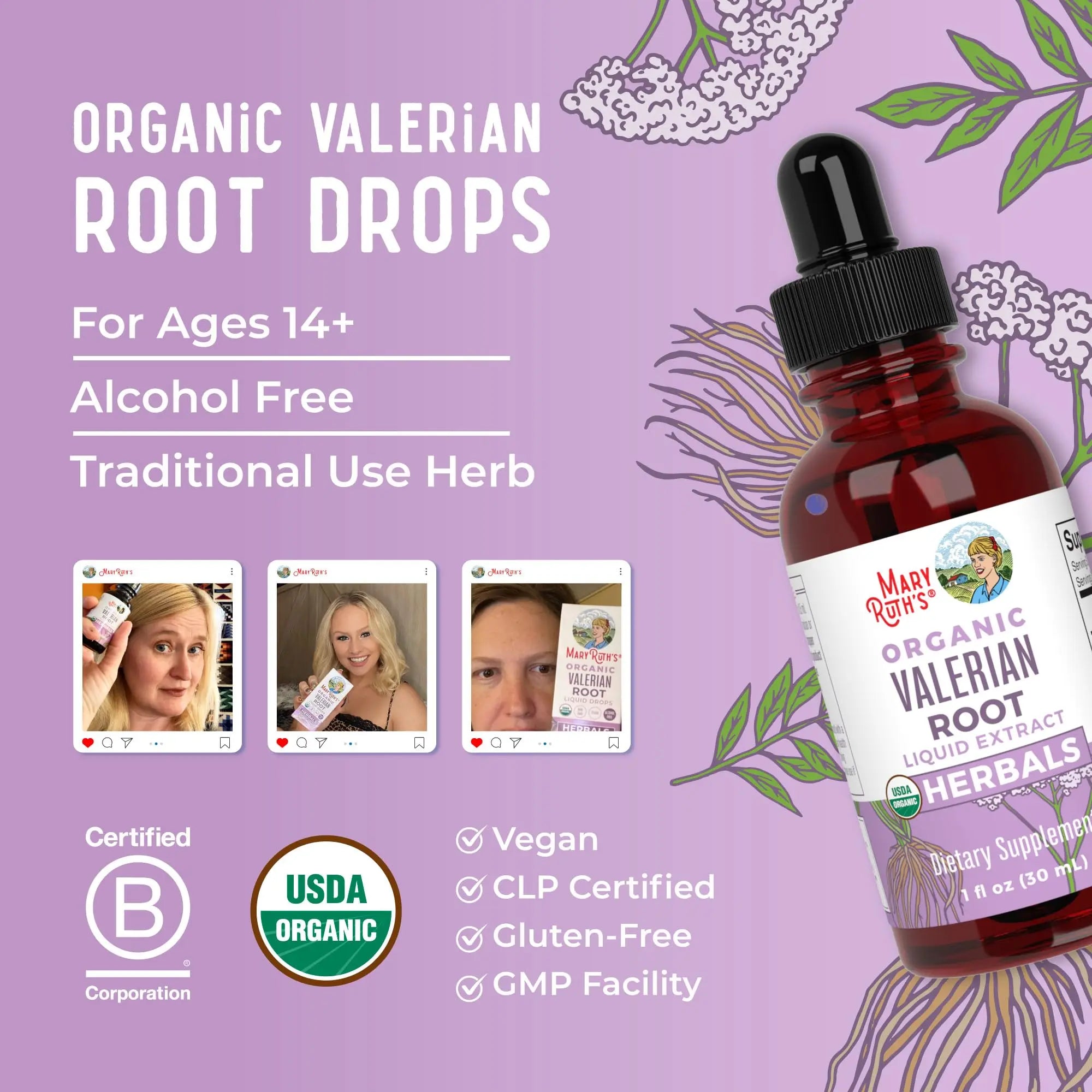 MaryRuth Organics Valerian Root Liquid Drops | 2 Month Supply | Sugar Free | USDA Organic Valerian Root Drops | Support Sleep | Calm and Stress Relief | Vegan | Non-GMO | Gluten Free | 60 Servings MARYRUTH'S Au supplements