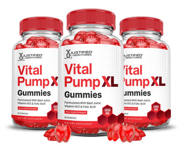 Justified Laboratories (3 Pack) Vital Pump XL Performance Gummies 1000MG Advanced Formula Vital PumpXL Formulated with Beet Juice ACV Pomegranate Beet Powder B12 Vegan Non GMO 180 Gummys Justified Laboratories Au supplements