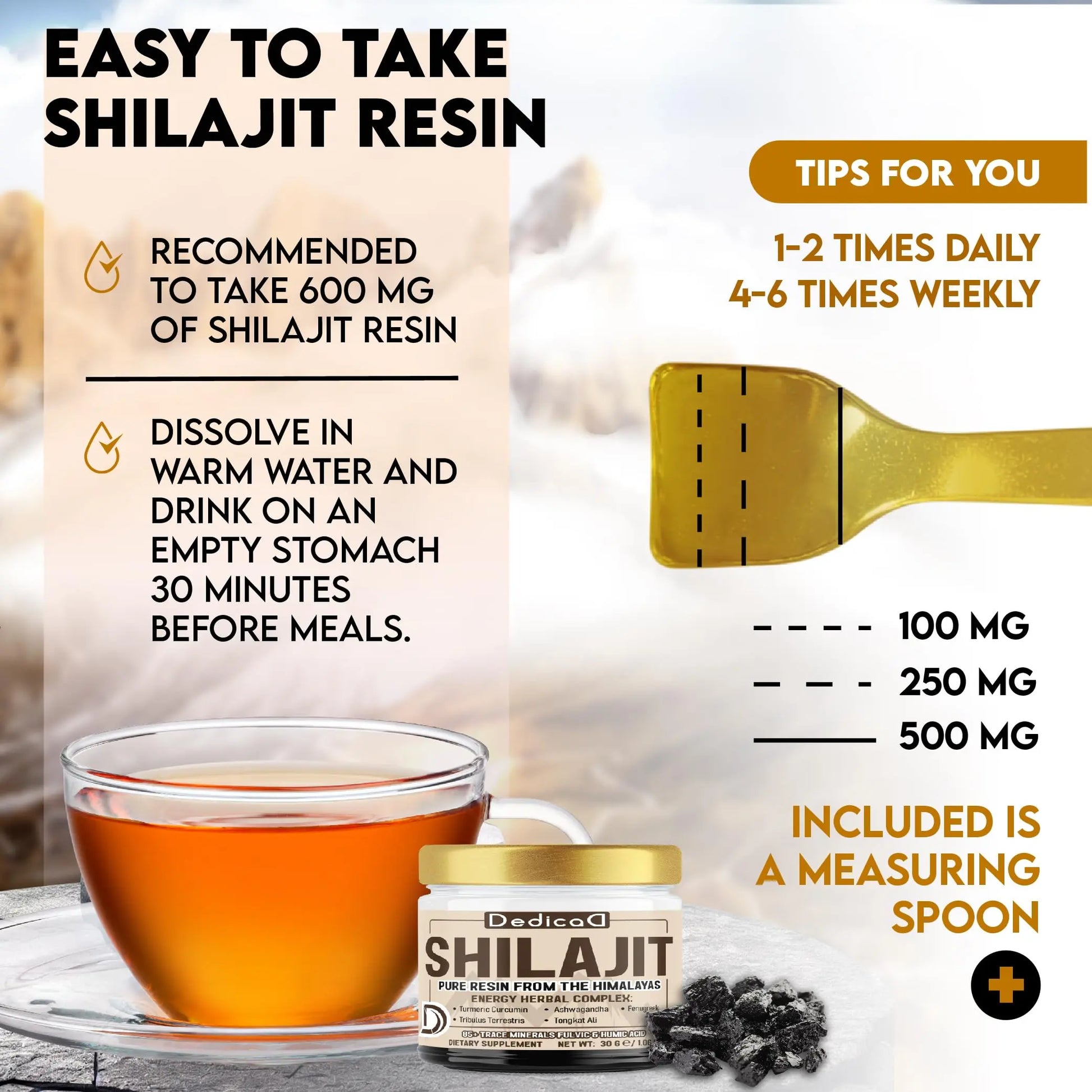 DEDICAD 30g Shilajit Resin with Herbal Complex - Paullinia Guarana, Gotu Kola Leaf & More - Shilajit Pure Himalayan Organic for Immune System, Energy Production, Brain Health & Stamina DEDICAD Au supplements