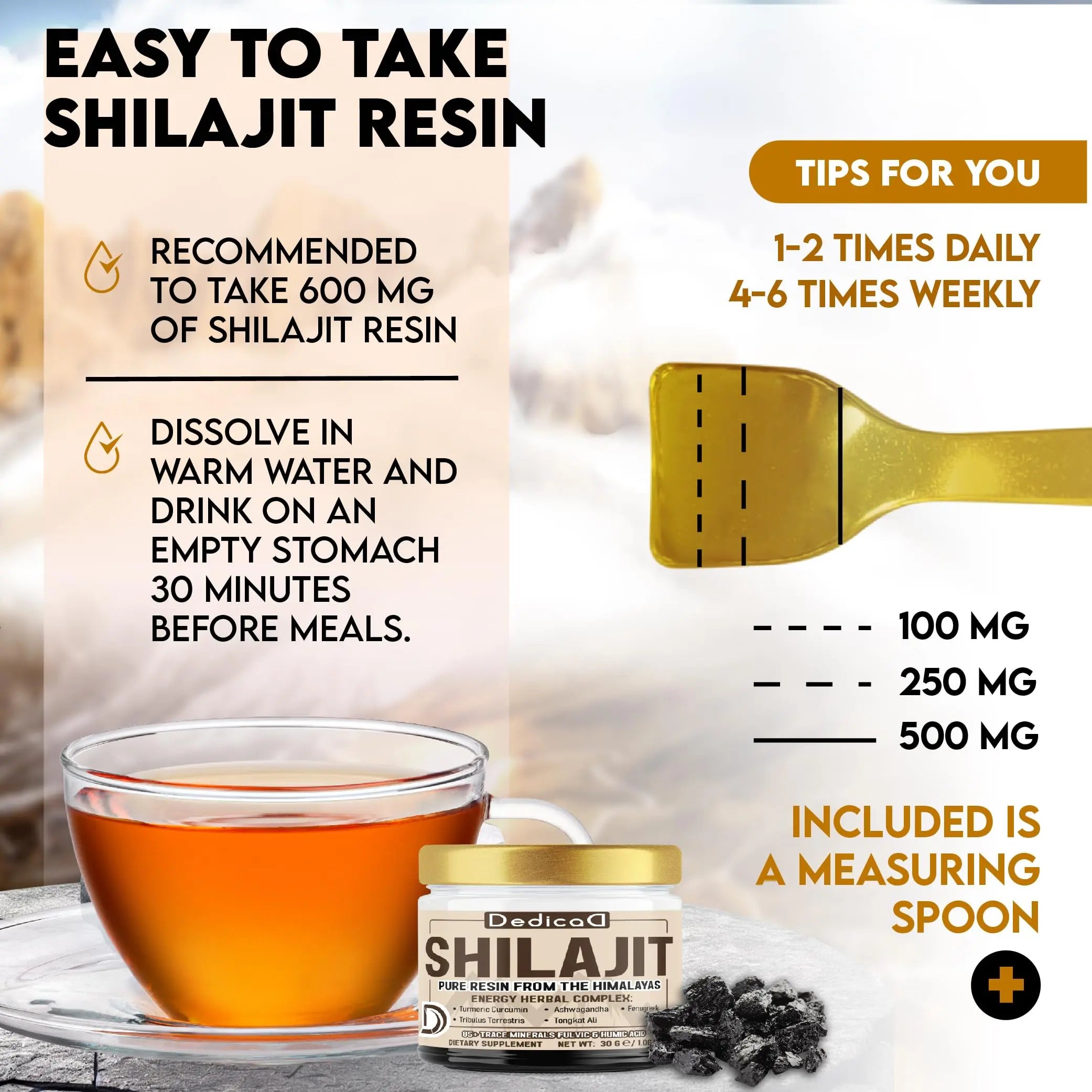 DEDICAD 30g Shilajit Resin with Herbal Complex - Paullinia Guarana, Gotu Kola Leaf & More - Shilajit Pure Himalayan Organic for Immune System, Energy Production, Brain Health & Stamina DEDICAD Au supplements