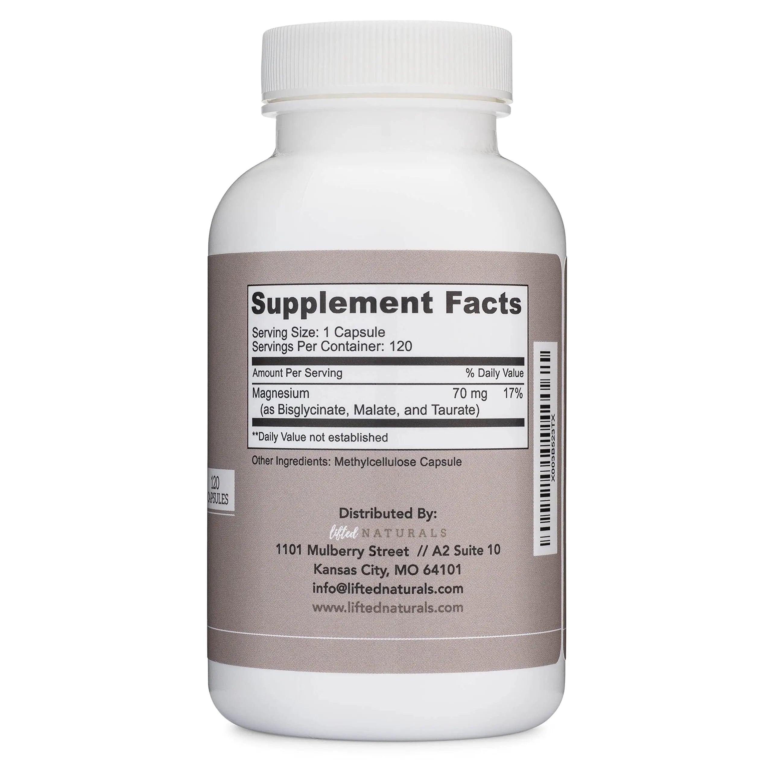 Magnesium Complex - Lifted Naturals Magnesium Supplement w/Bisglycinate, Malate, Taurate - 120 Capsules - Bioavailable Magnesium Formula for Mood, Sleep, Energy Support* Lifted Naturals Au supplements