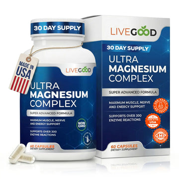LiveGood™ Ultra Magnesium Complex, Organic Magnesium Glycinate and Gluconate for Muscle Recovery, Nerve Support & Relief – High Absorption Supplement, Vegan, Non-GMO, Made in USA, 60 Capsules LIVEGOOD Au supplements
