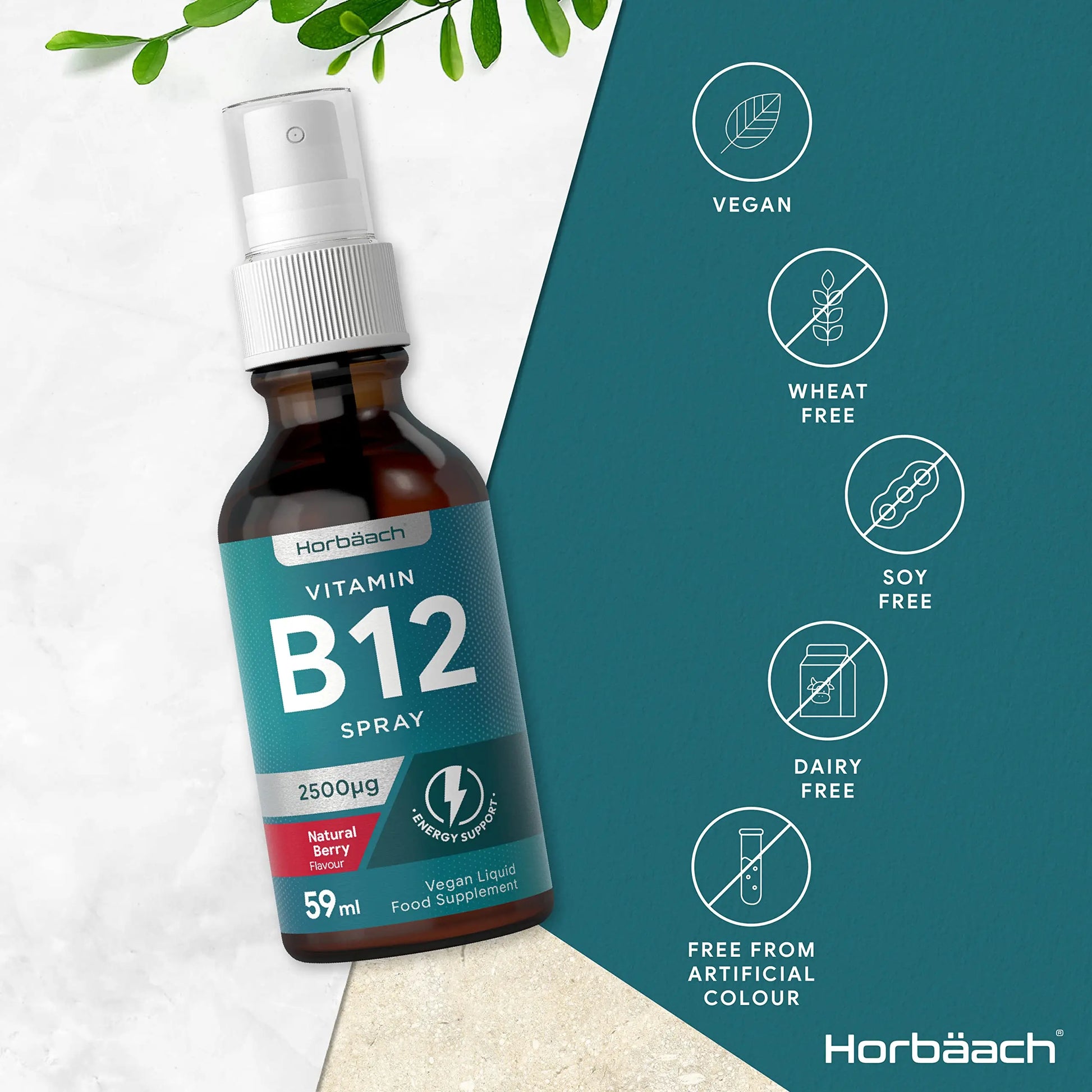 Vitamin B12 Spray 2500mcg | 59ml | High Strength Supplement | Natural Berry Flavour Horbäach Au supplements
