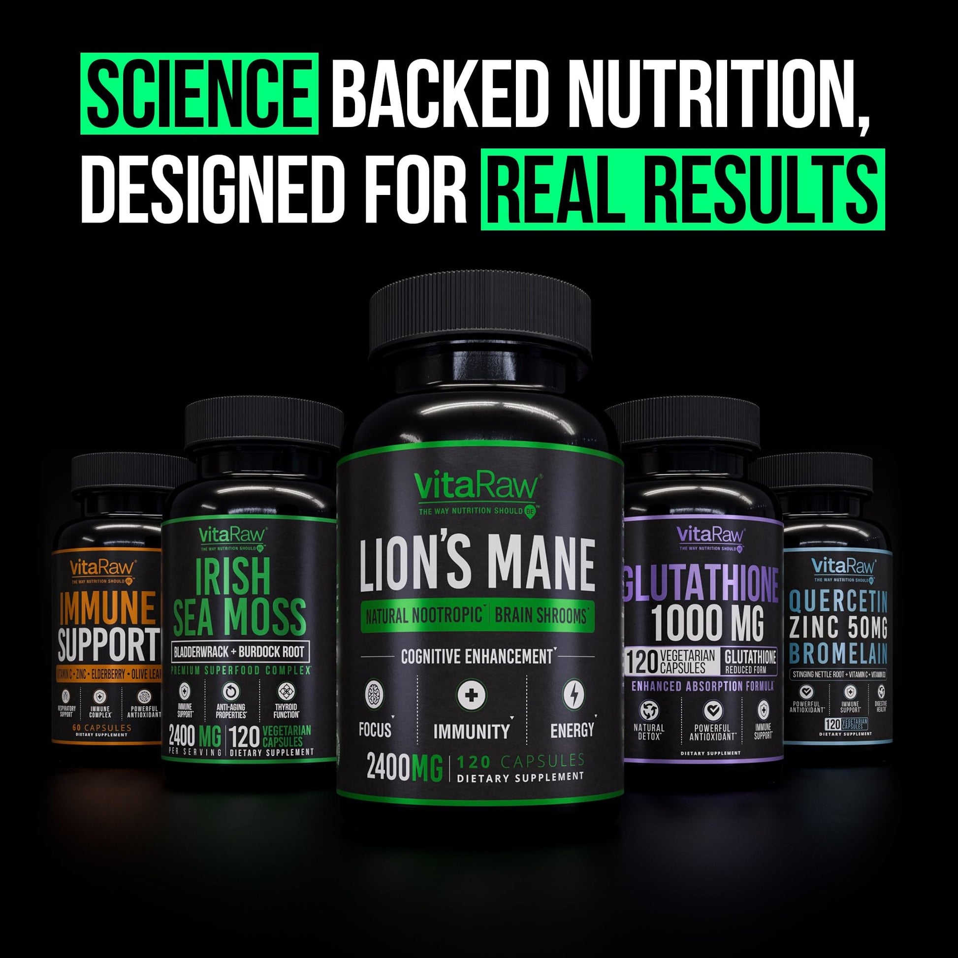 VitaRaw Organic Lions Mane Supplement Capsules 2400 mg - Powerful Nootropic - Helps Maintain Memory, Energy, and Mental Clarity - Vegan Brain Booster Focus Pills - Real Lion's Mane Supplement VitaRaw Au supplements