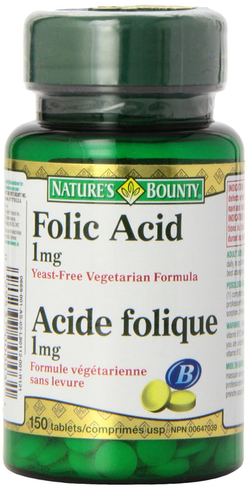 Nature's Bounty Folic Acid 1 mg 150 Tablets (Packaging May Vary)