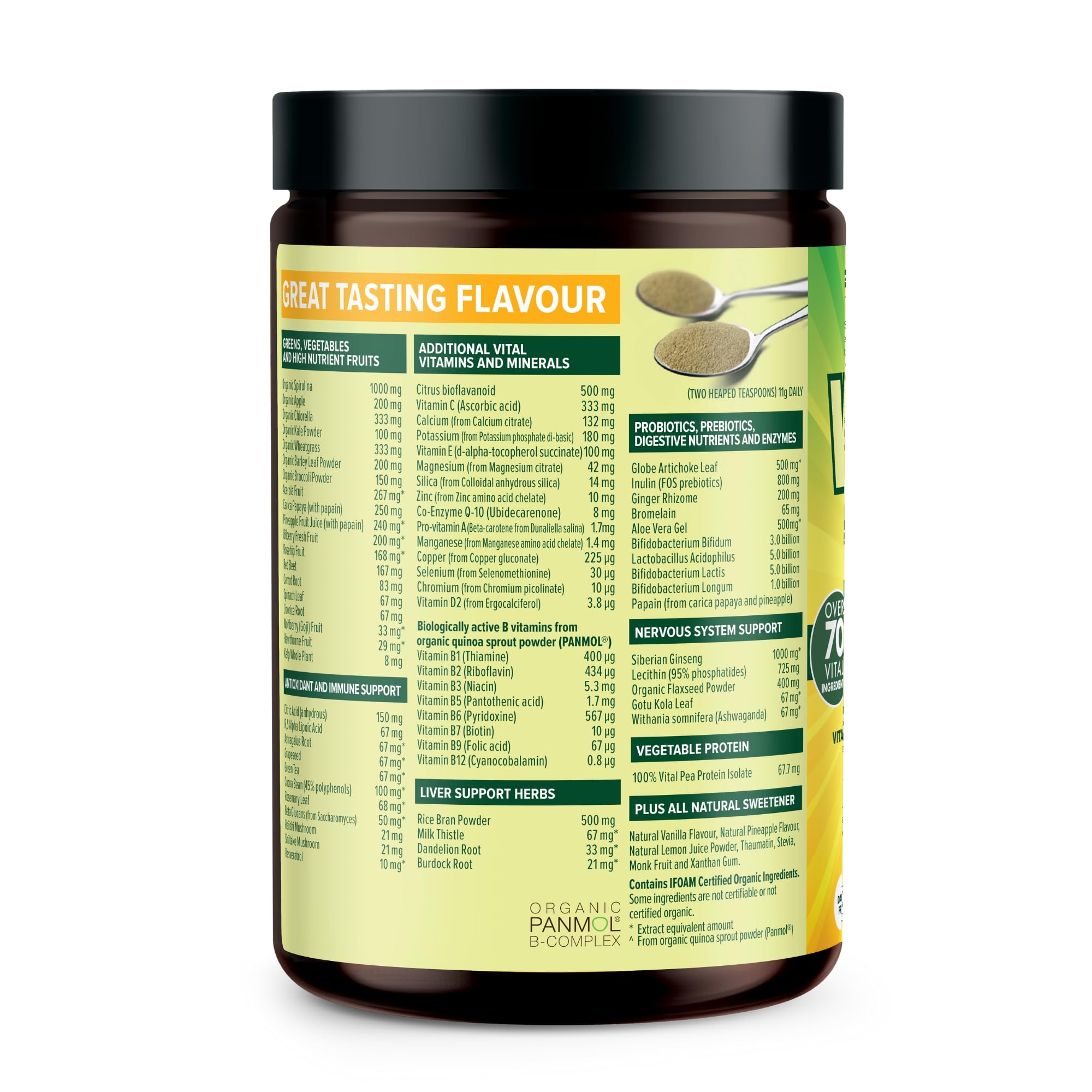 Vital All-in-One Daily Powdered Supplement - Natural Greens Superfood Powder for Energy & Health, Super Greens Powder Drink Mix with Probiotic & Antioxidant Support - Lemon & Ginger, 4.23 oz (120 g) Vital Au supplements
