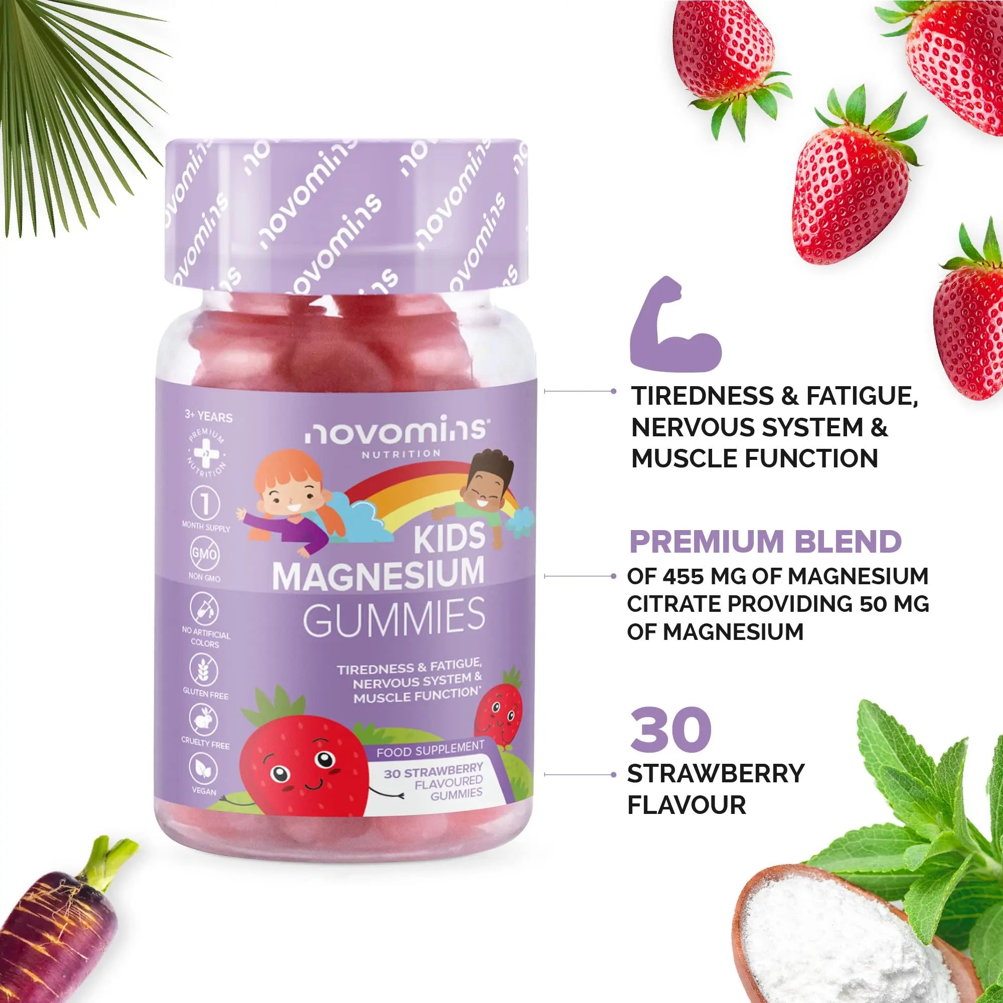 Kids Magnesium Gummies – Vegan - 1 Month Supply – Childrens Supplements – 30 Chewa novomins Au supplements